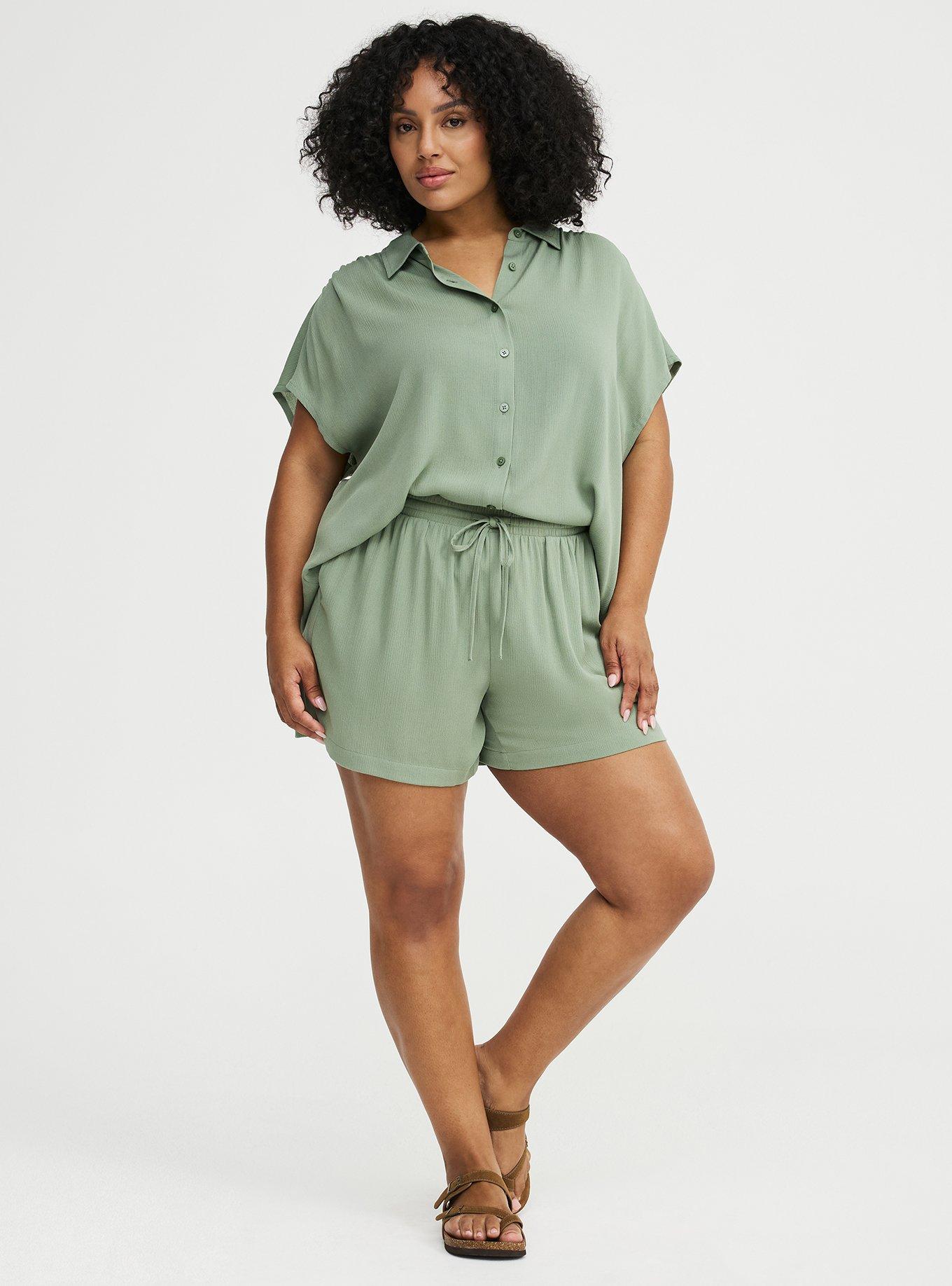 Crinkle Gauze Dolman Shirt, HEDGE GREEN, alternate