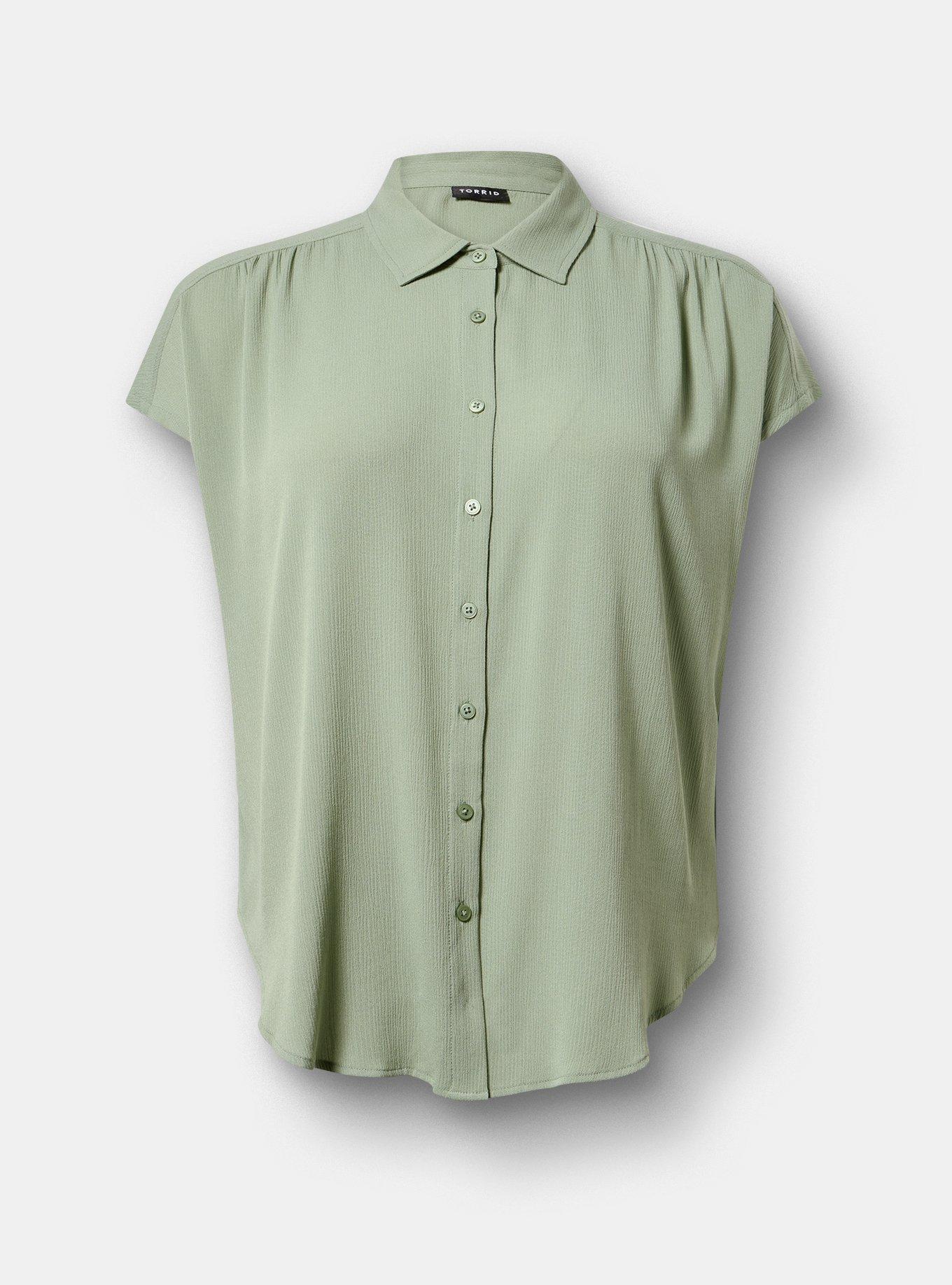 Crinkle Gauze Dolman Shirt, HEDGE GREEN, hi-res