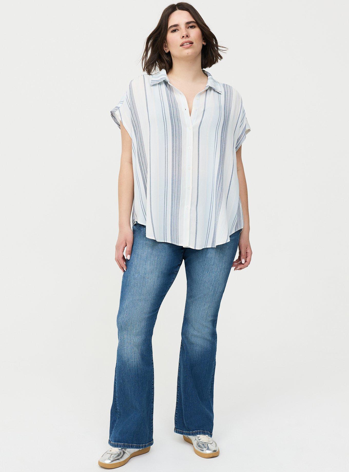 Crinkle Gauze Dolman Shirt, LINNY STRIPE WHITE, alternate