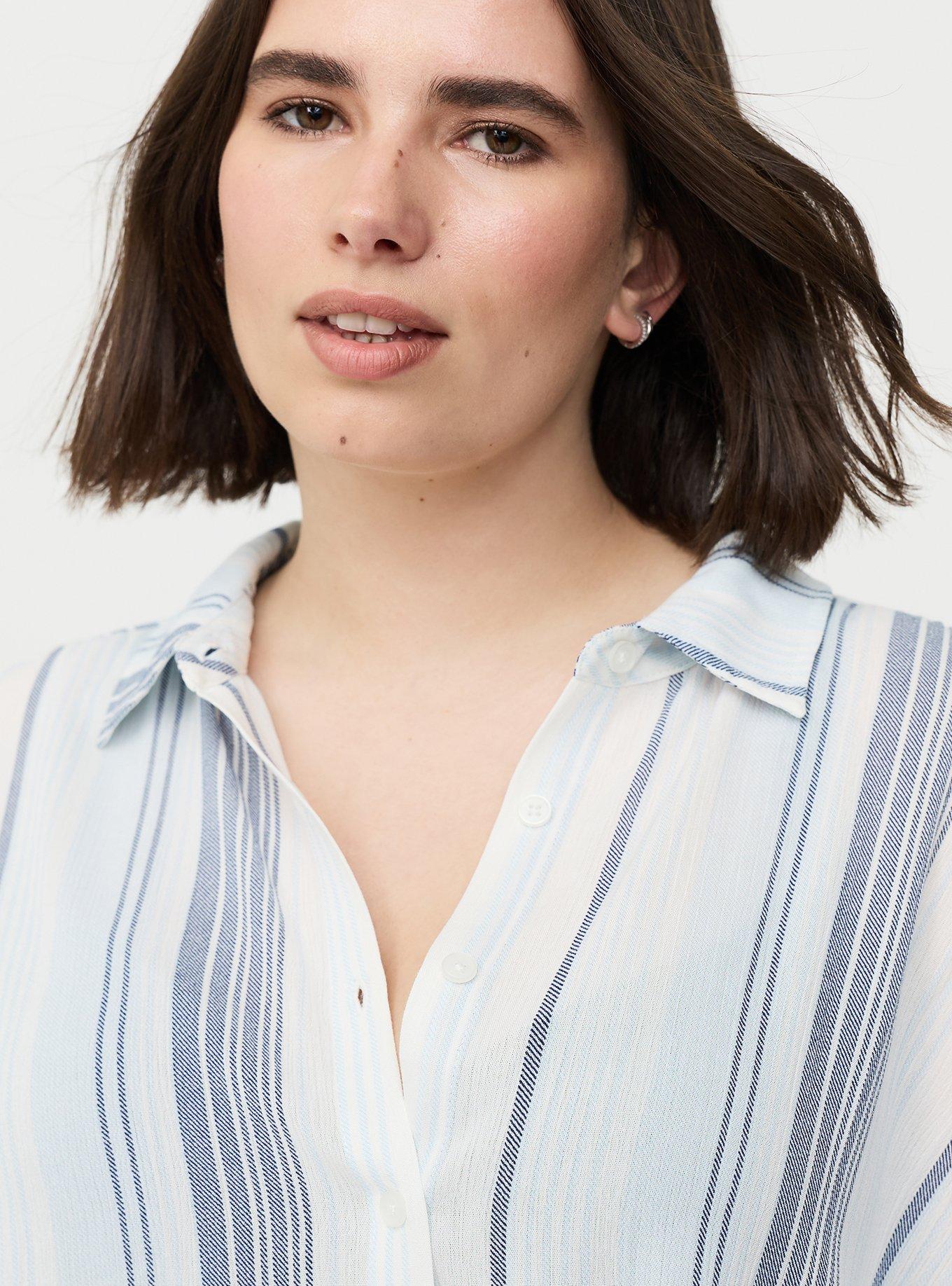 Crinkle Gauze Dolman Shirt, LINNY STRIPE WHITE, alternate