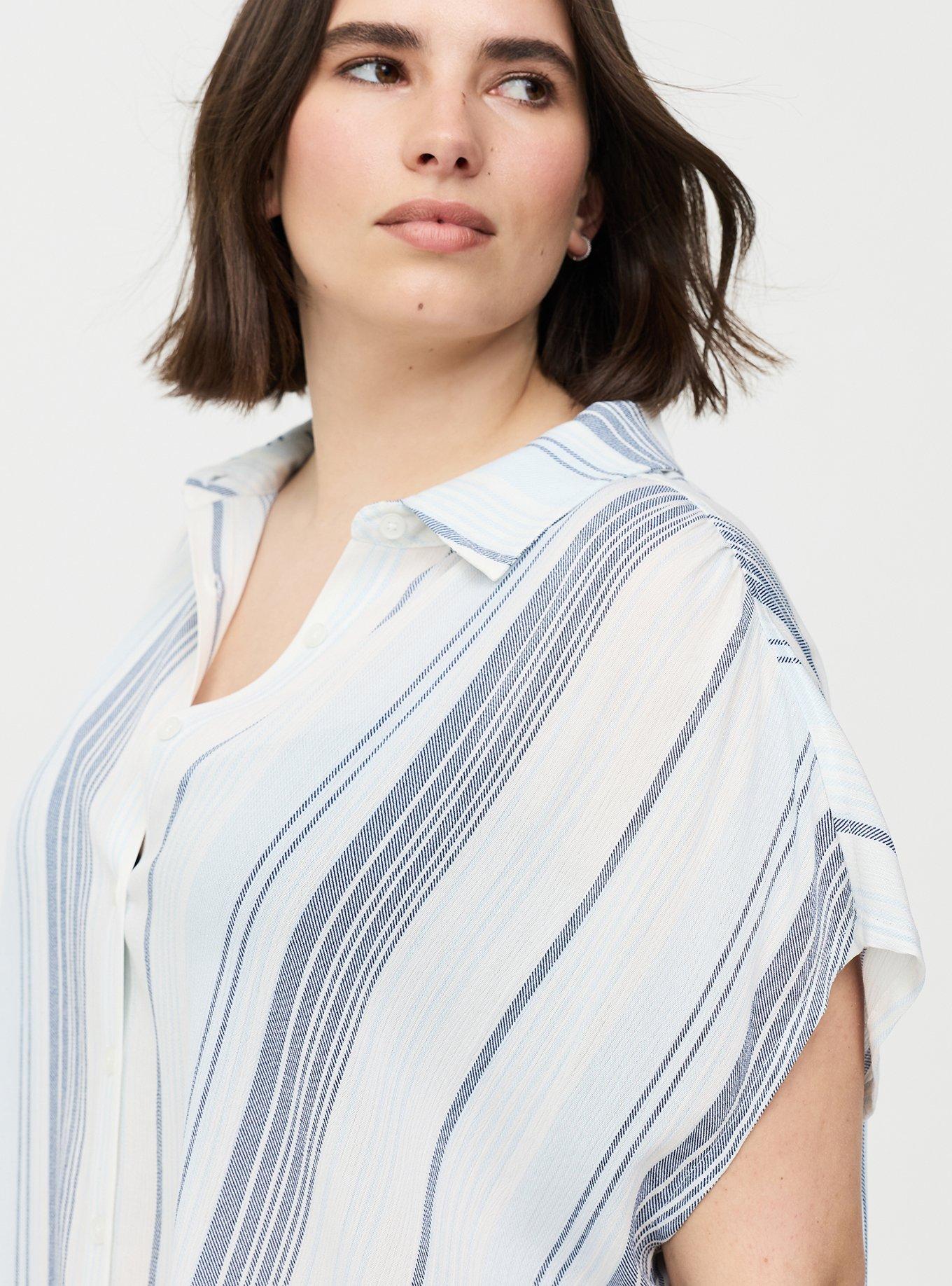 Crinkle Gauze Dolman Shirt, LINNY STRIPE WHITE, alternate