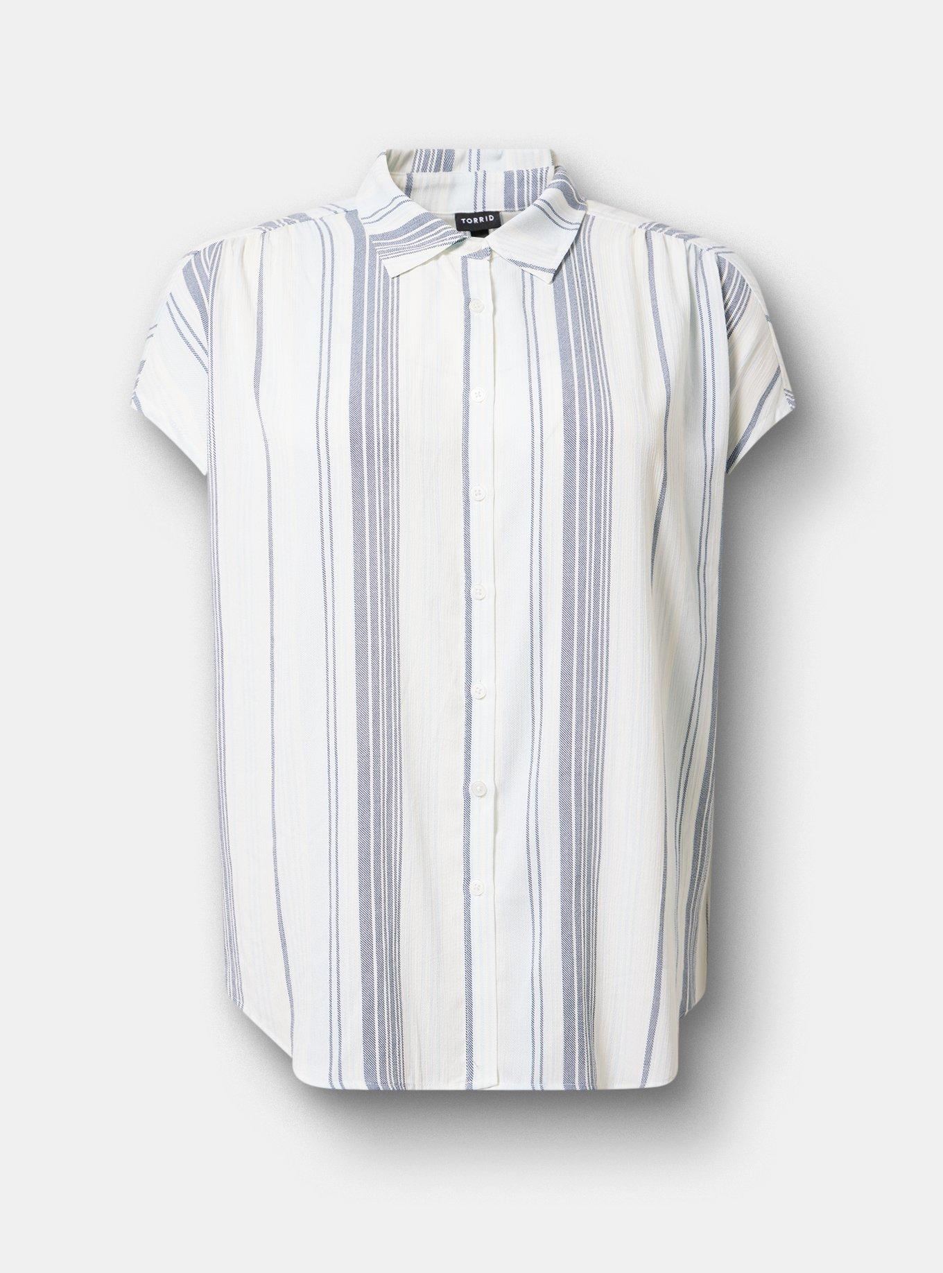 Crinkle Gauze Dolman Shirt, LINNY STRIPE WHITE, hi-res