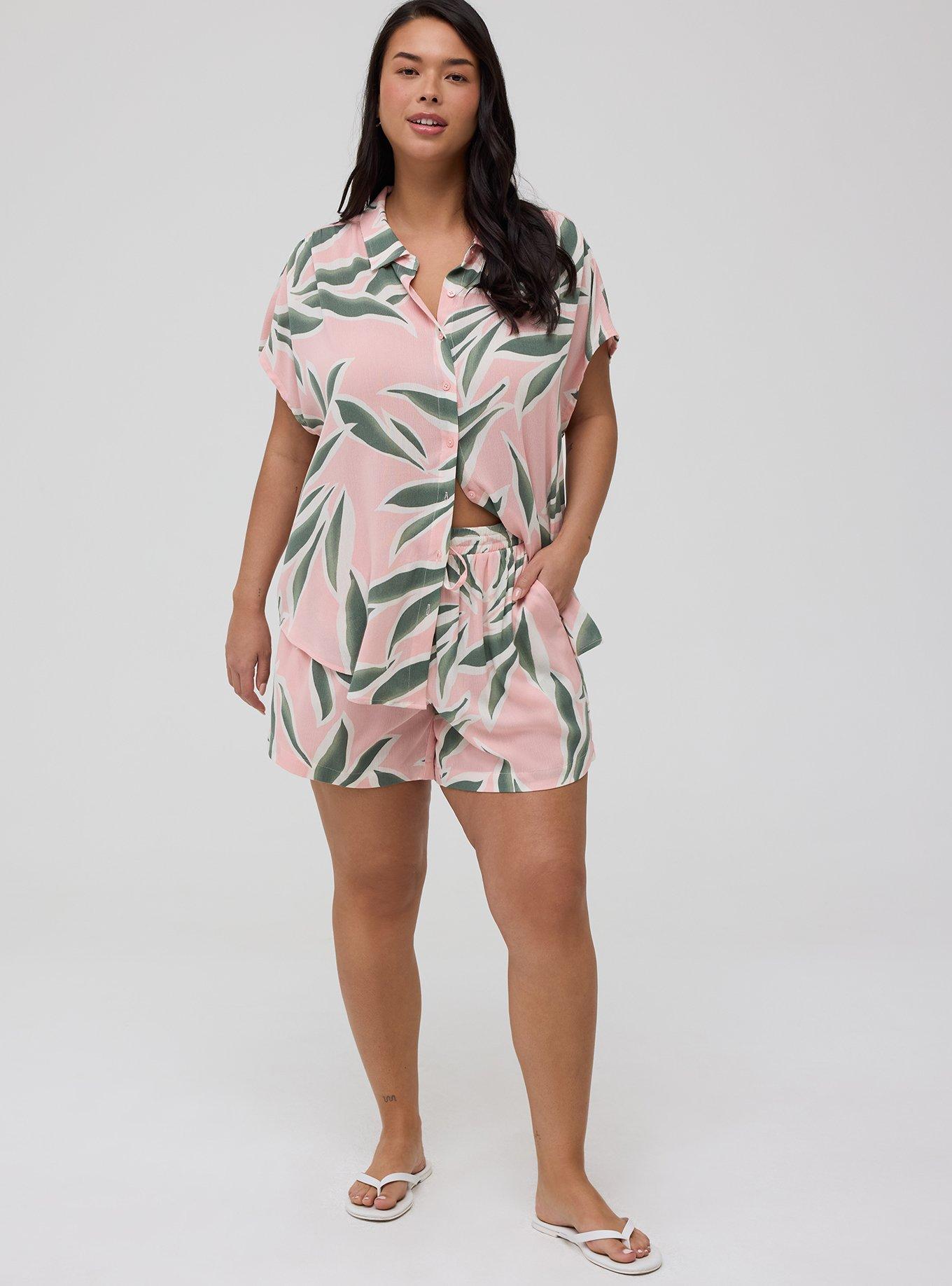 Crinkle Gauze Dolman Shirt, BREEZY PALMS PINK, alternate