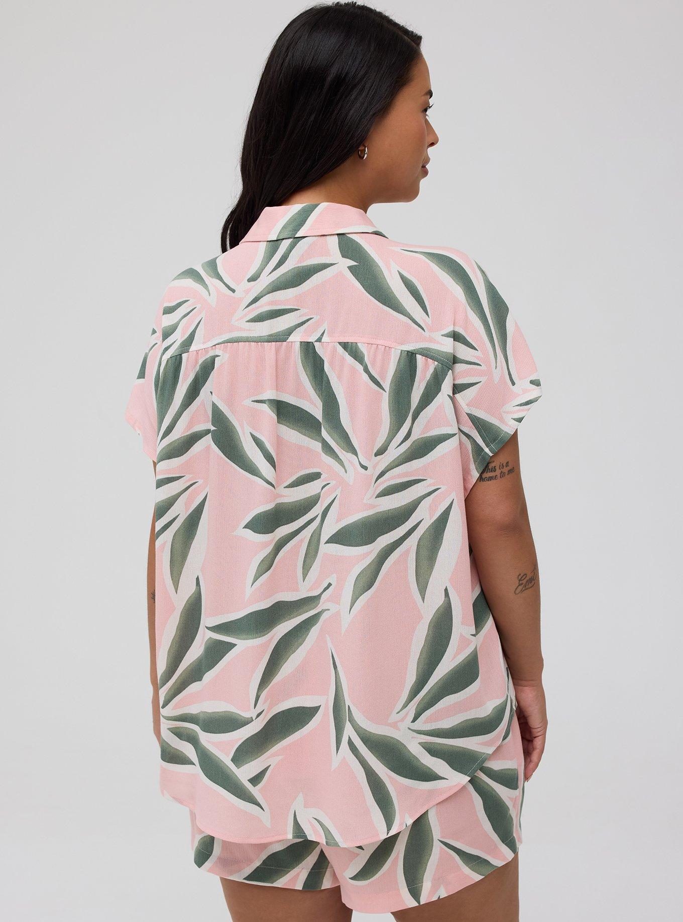 Crinkle Gauze Dolman Shirt, BREEZY PALMS PINK, alternate