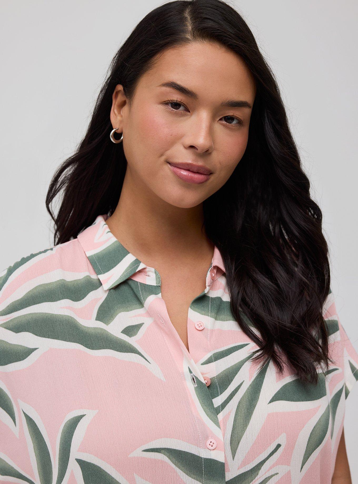 Crinkle Gauze Dolman Shirt, BREEZY PALMS PINK, alternate