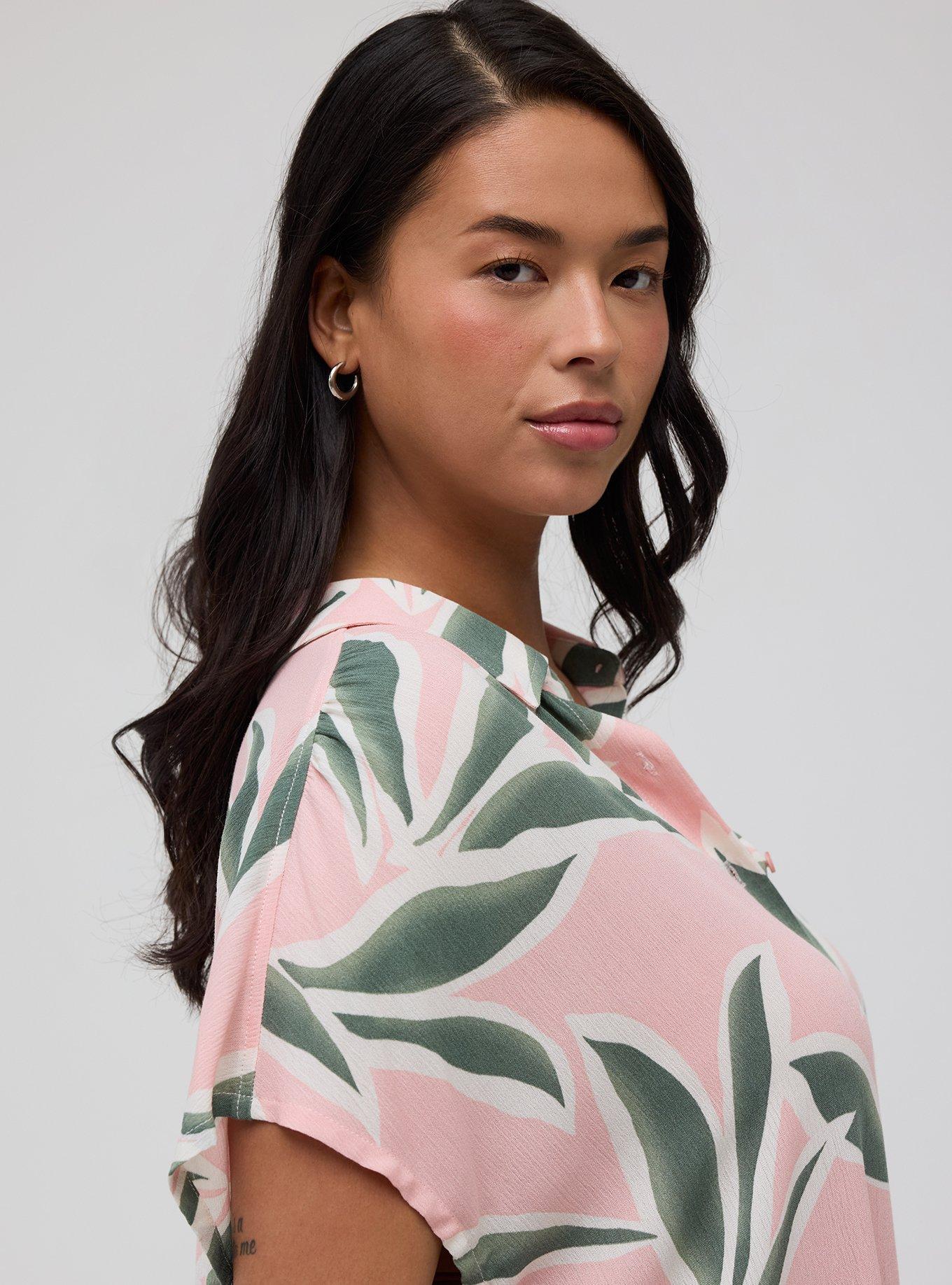 Crinkle Gauze Dolman Shirt, BREEZY PALMS PINK, alternate