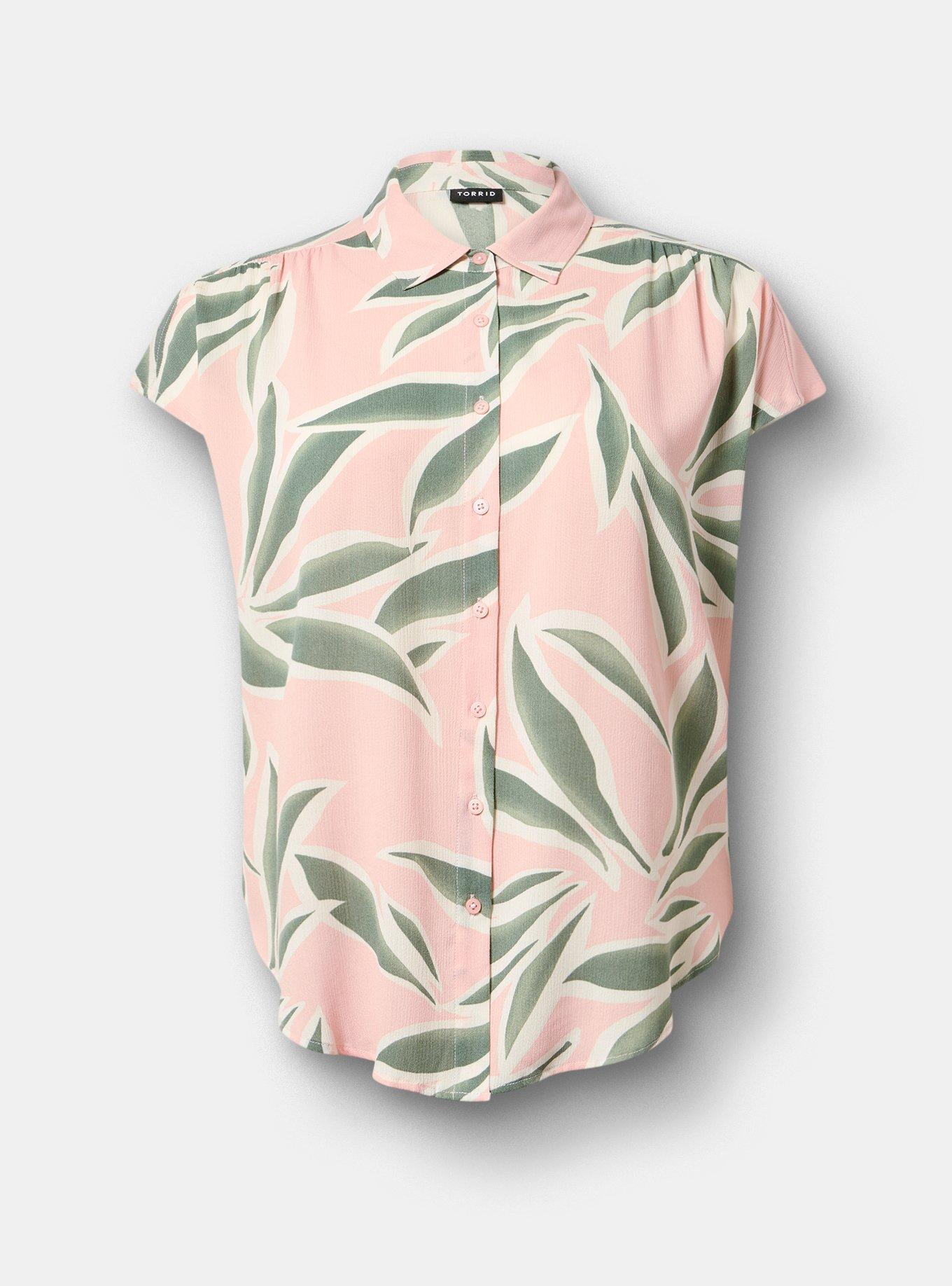Crinkle Gauze Dolman Shirt, BREEZY PALMS PINK, hi-res