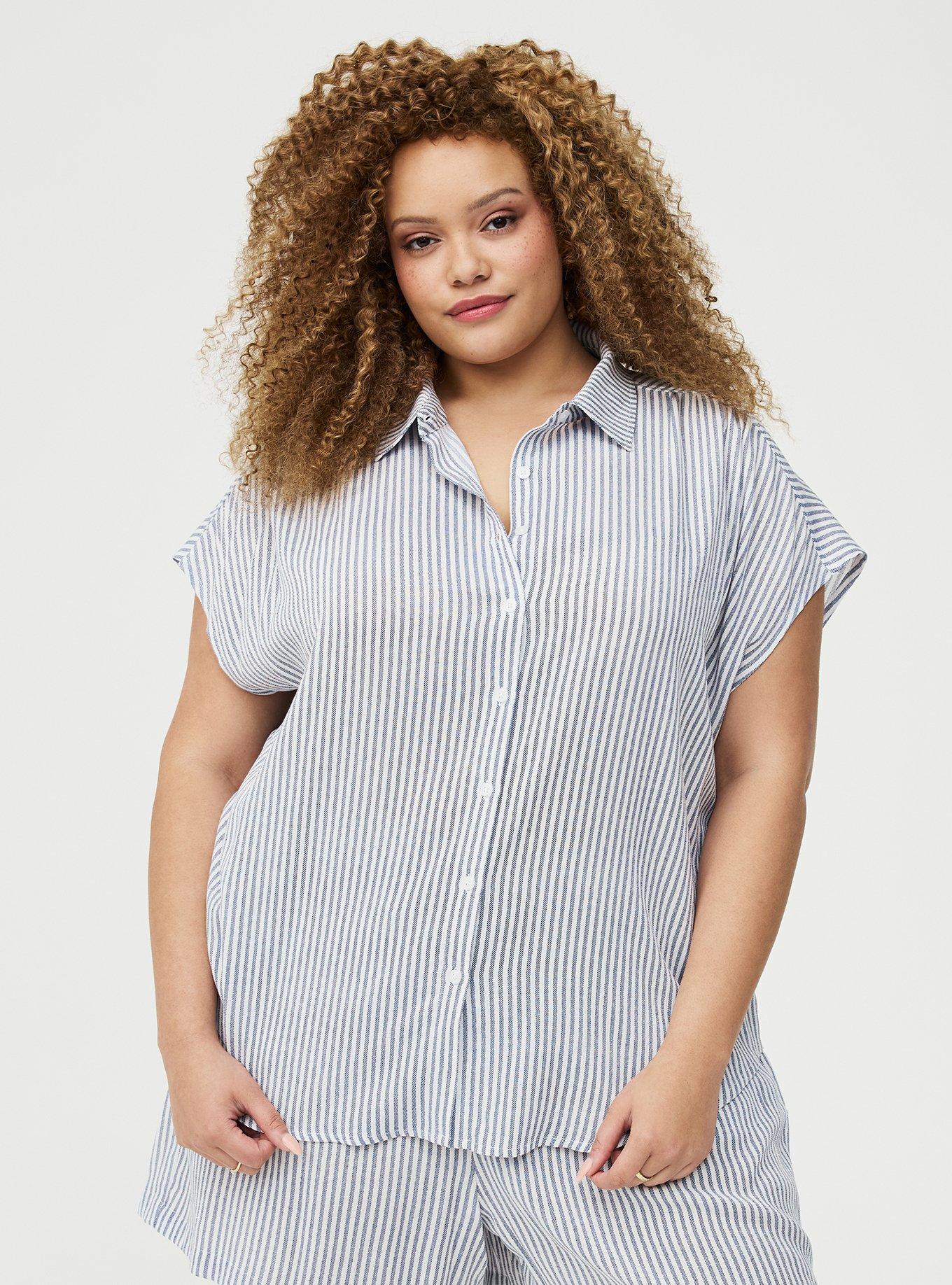 Crinkle Gauze Dolman Shirt, PORTER STRIPE NAVY, hi-res