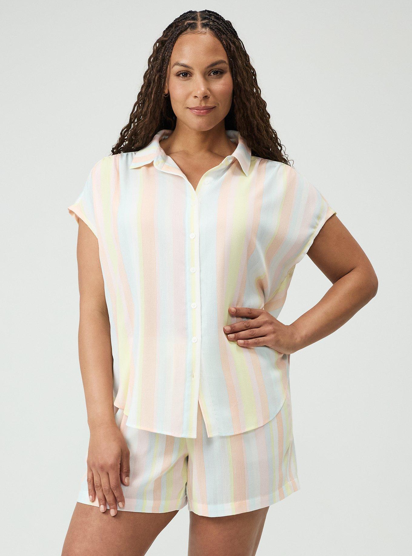 Crinkle Gauze Dolman Shirt, POLLY STRIPE MULTI, hi-res