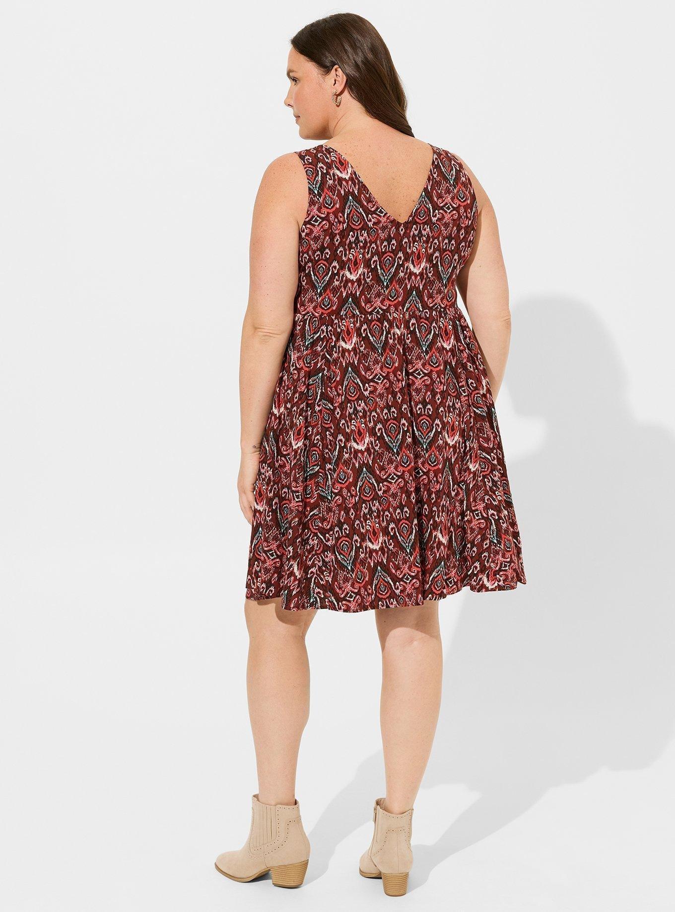 Above The Knee Challis V-Neck Dress