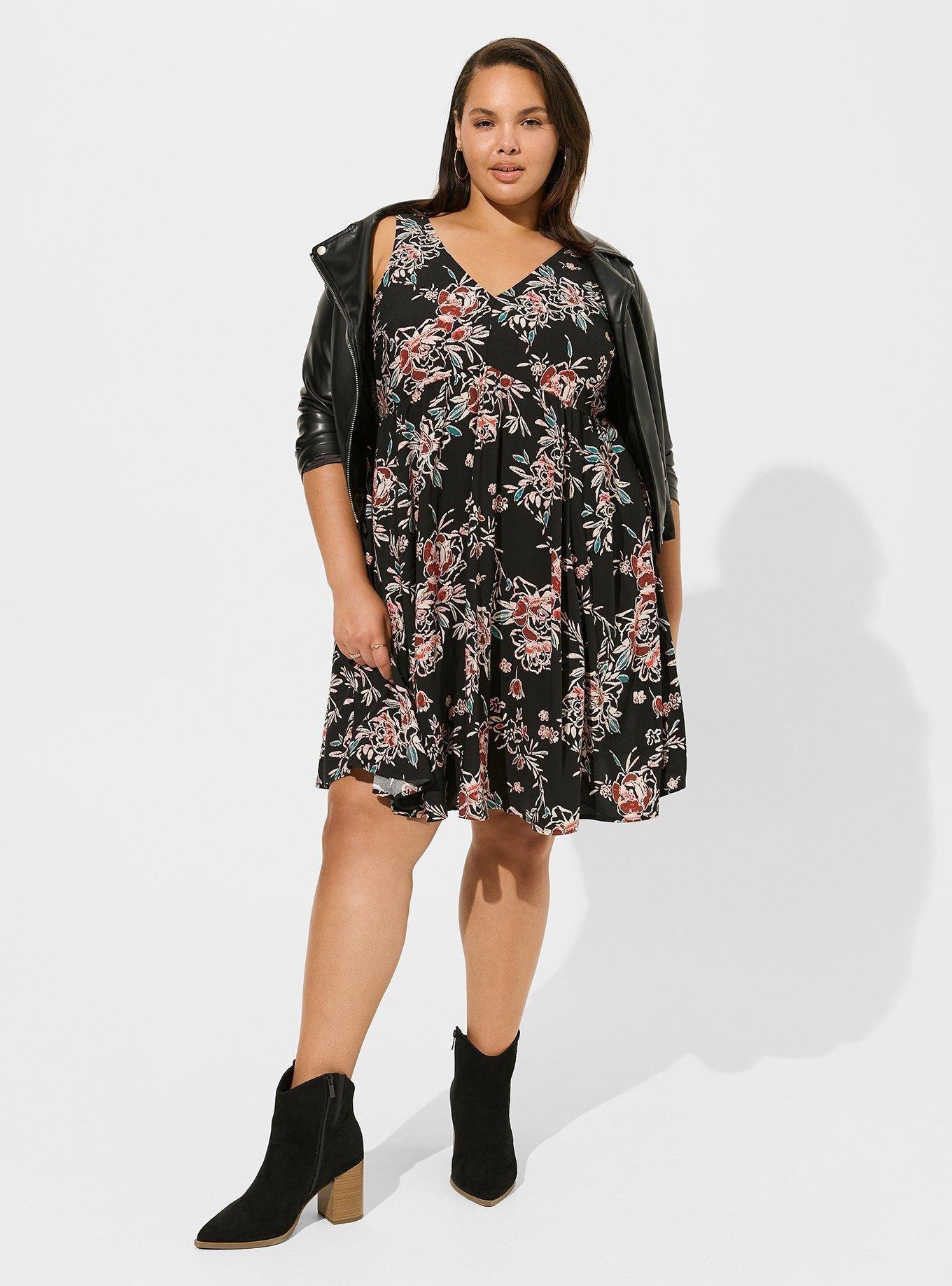 Above The Knee Challis V-Neck Dress