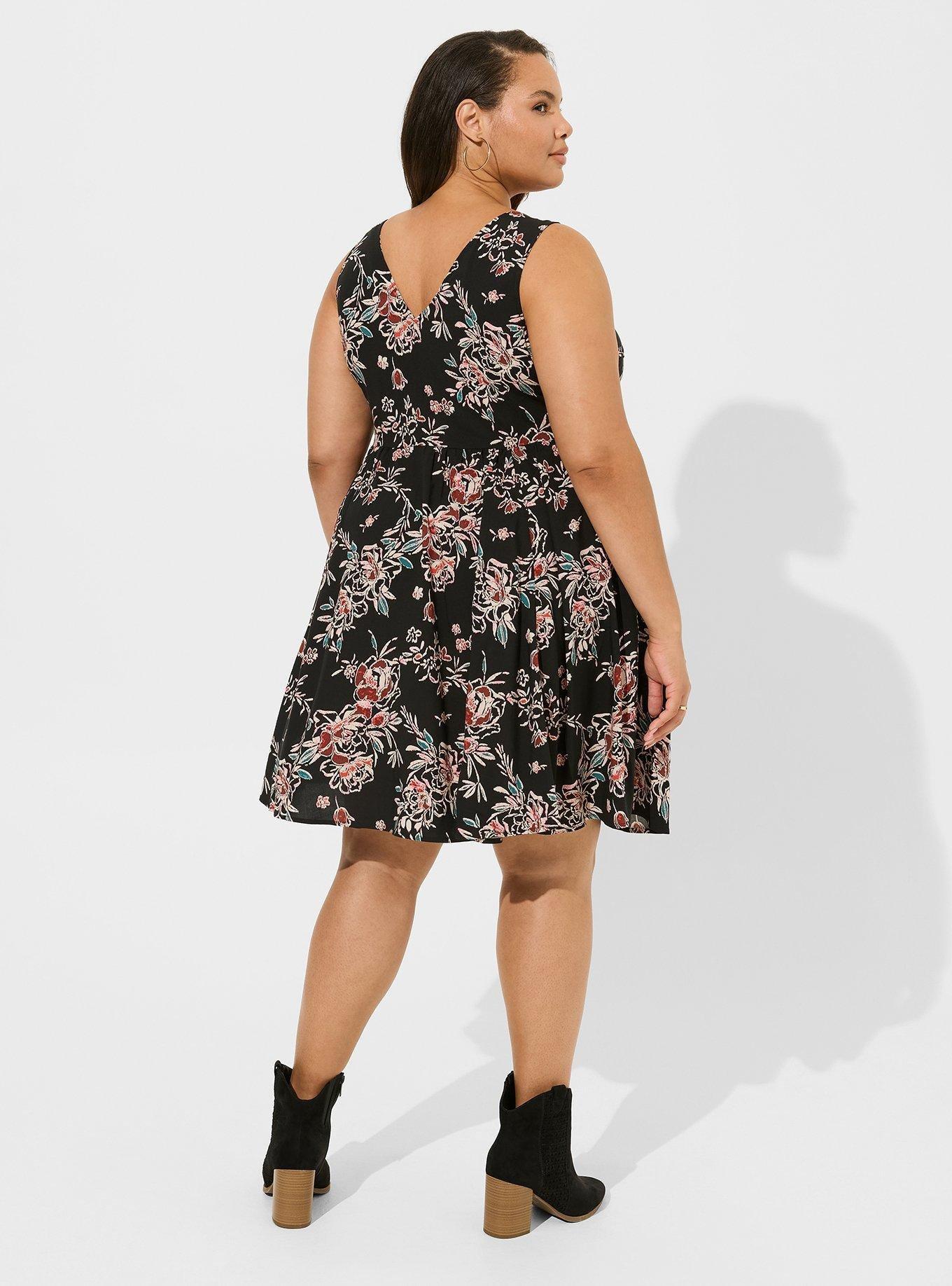 Above The Knee Challis V-Neck Dress