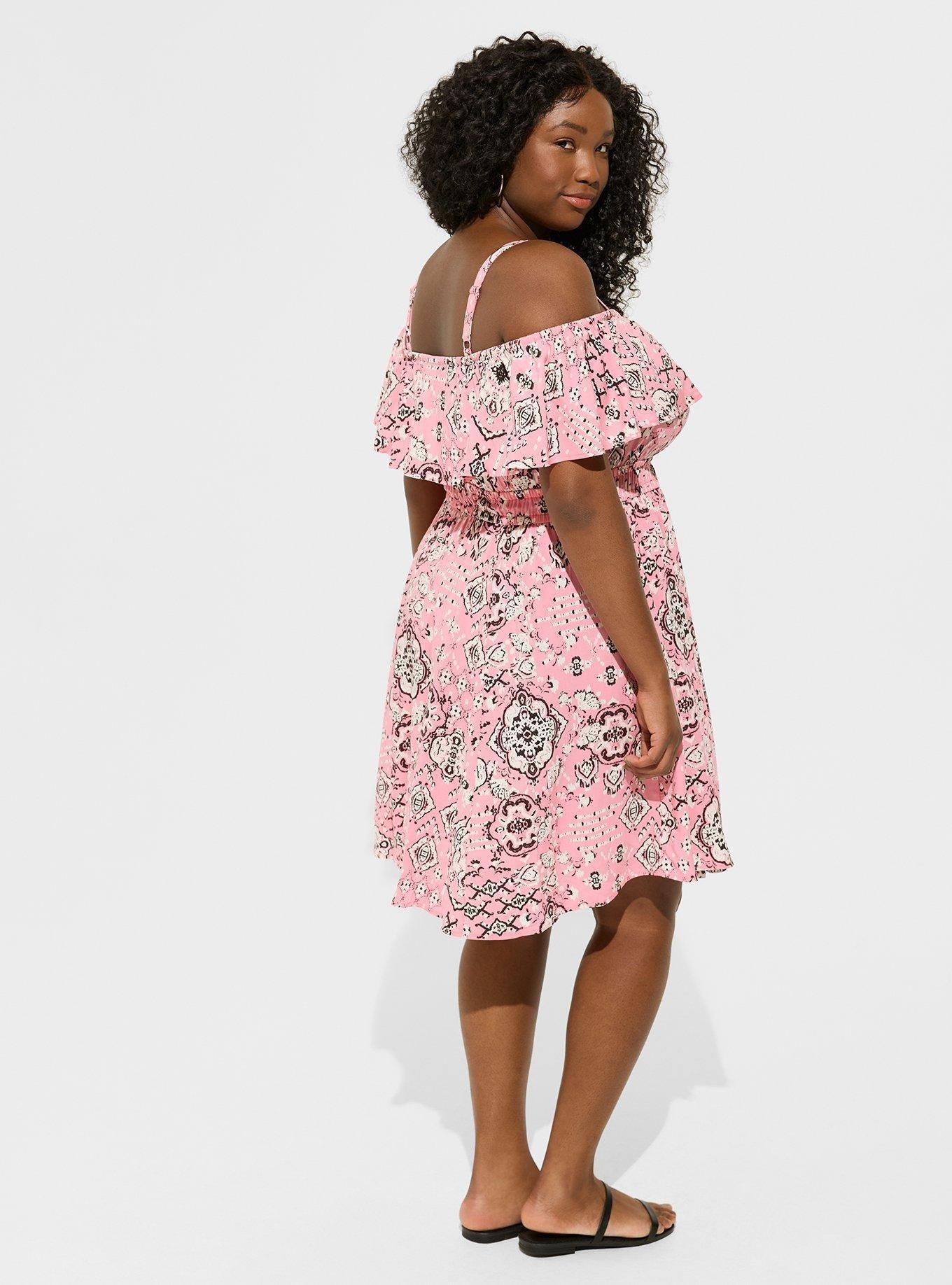 Mini Washable Challis Off Shoulder Skater Dress