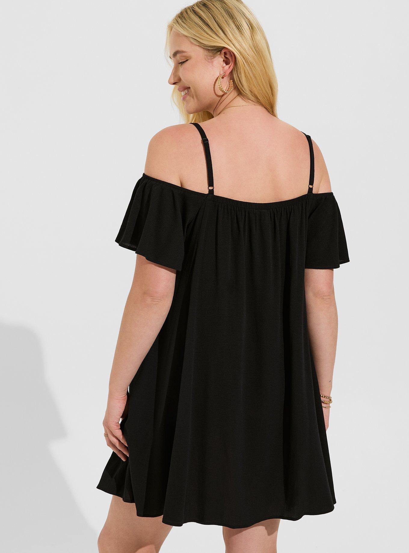 Mini Gauze Cold Shoulder Trapeze Dress