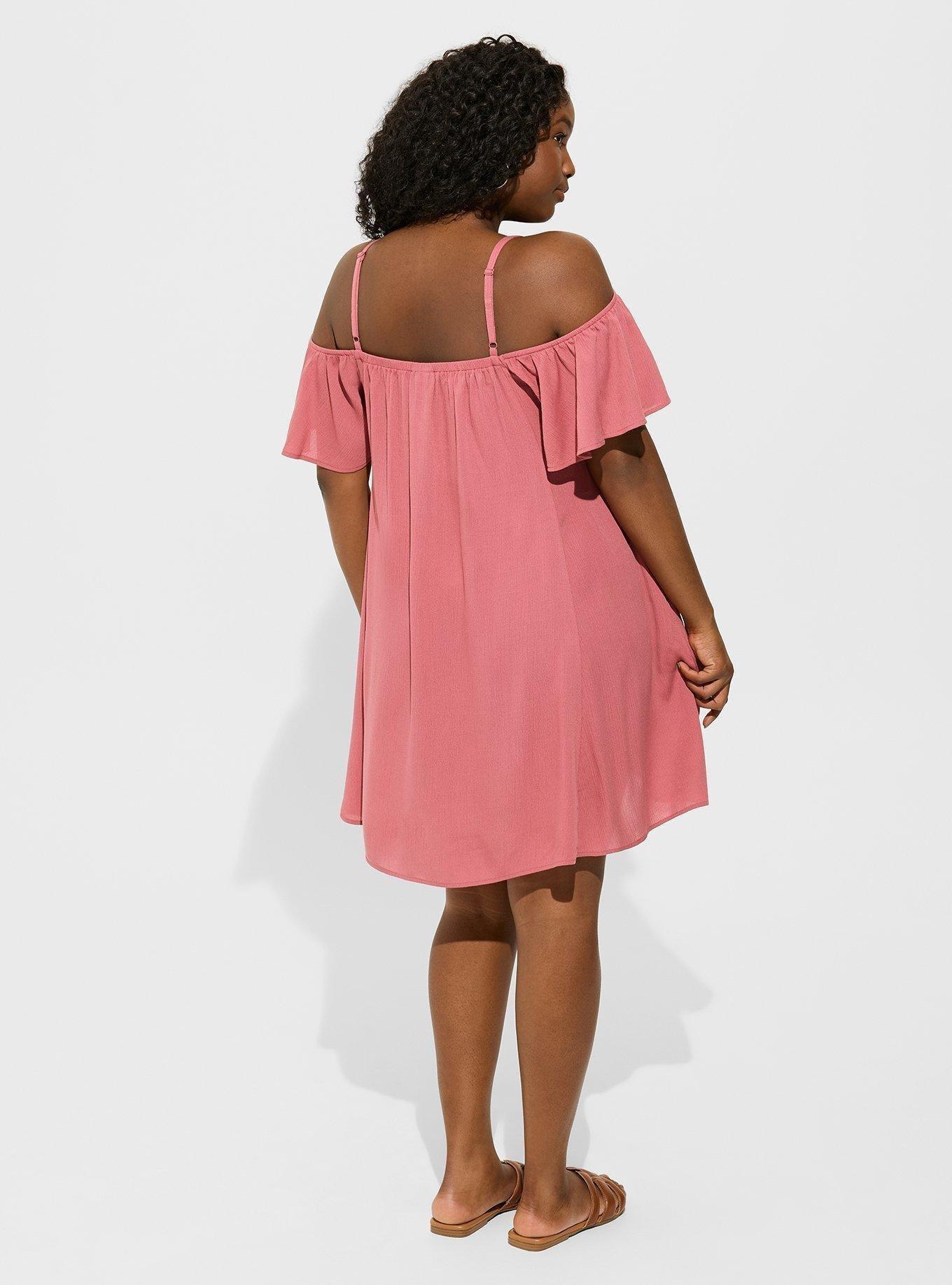 Mini Gauze Cold Shoulder Trapeze Dress