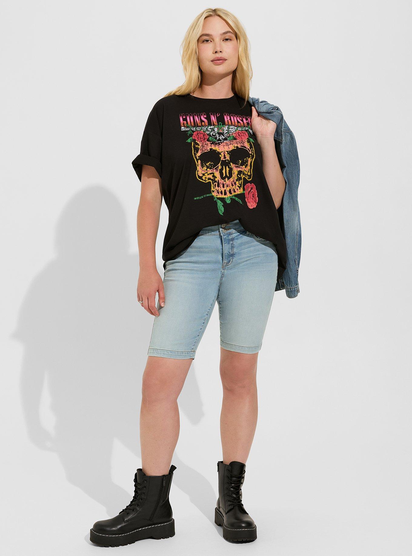 Guns N Roses Skull Oversize Fit Cotton Crew Tee