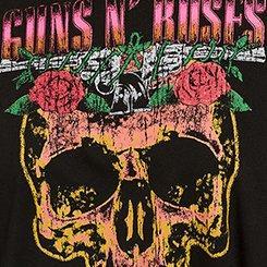 Guns N Roses Skull Oversize Fit Cotton Crew Tee, DEEP BLACK, swatch