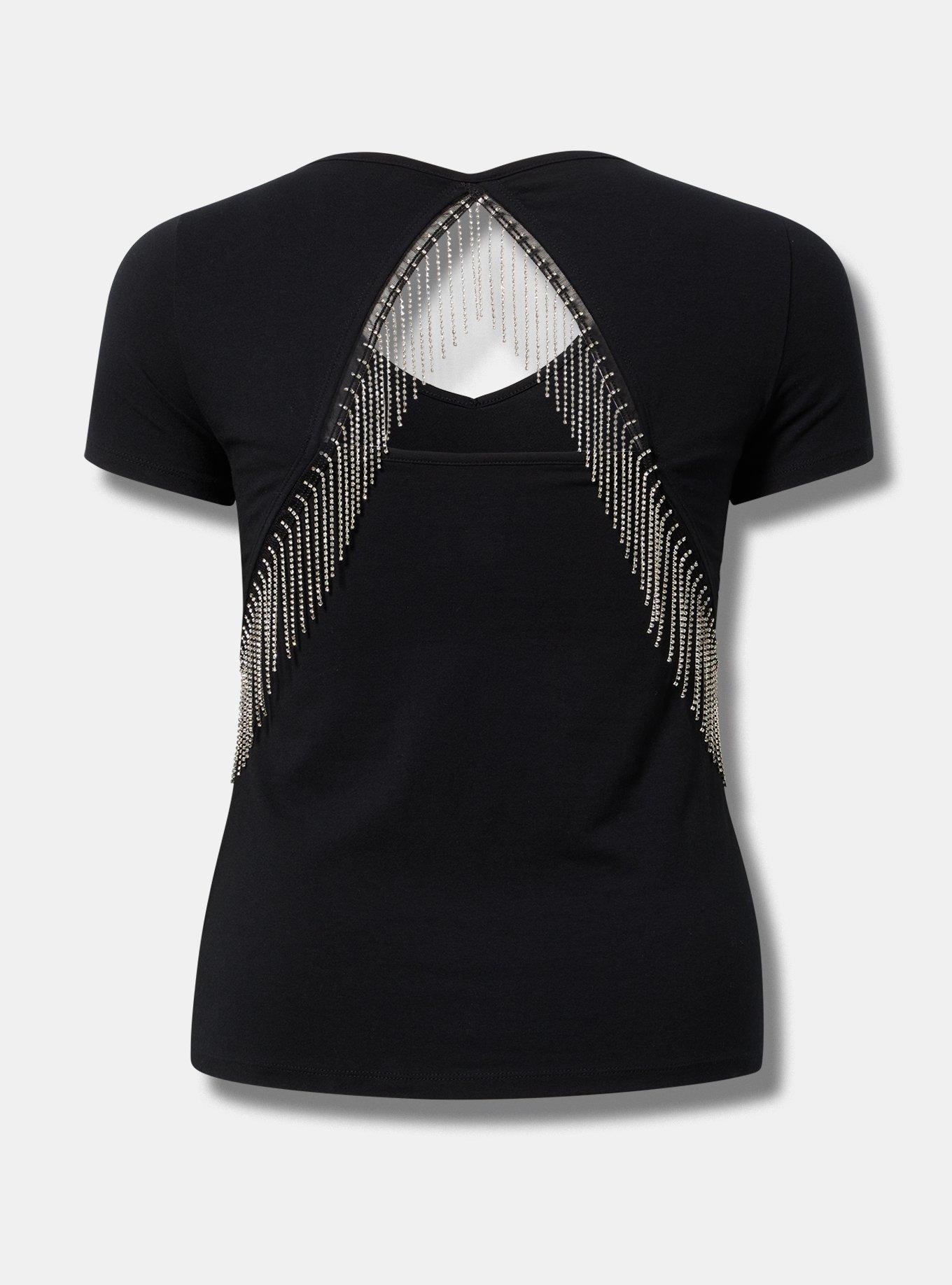 Foxy V-Neck Fringe Top