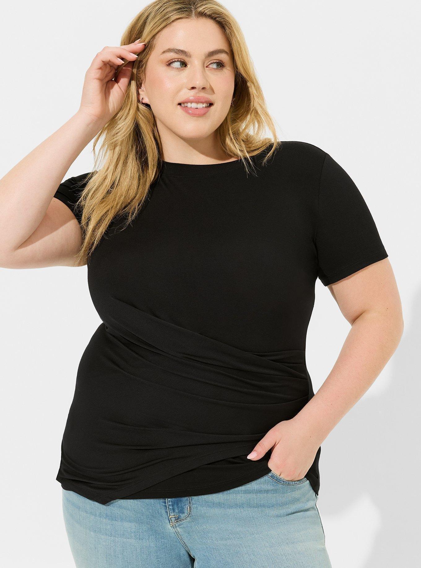 Super Soft Crew Neck Asymmetrical Wrap Tee
