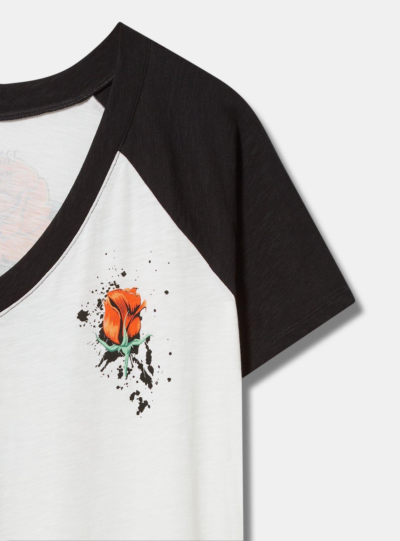 Snake Rose Classic Fit Vintage Slub V-Neck Raglan