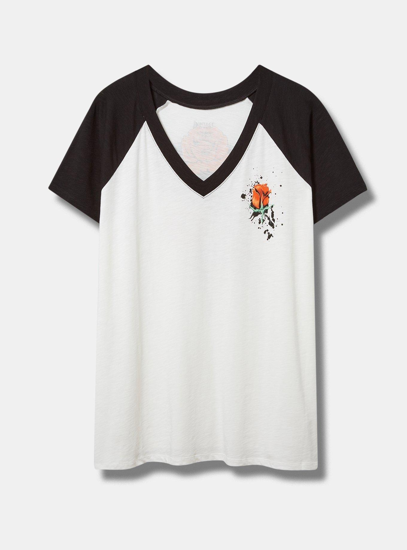 Snake Rose Classic Fit Vintage Slub V-Neck Raglan