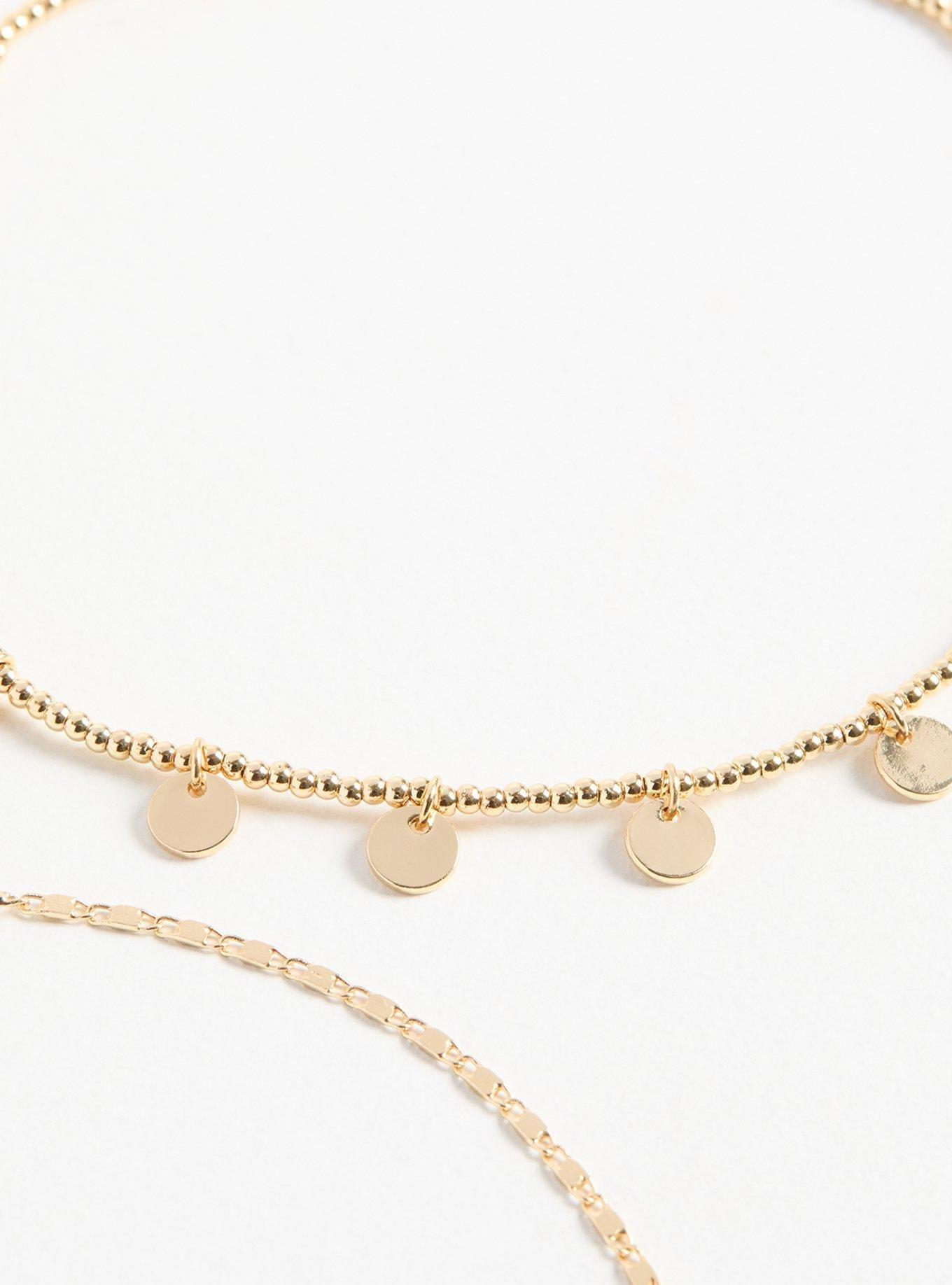 Pearl And Disc Anklet Set