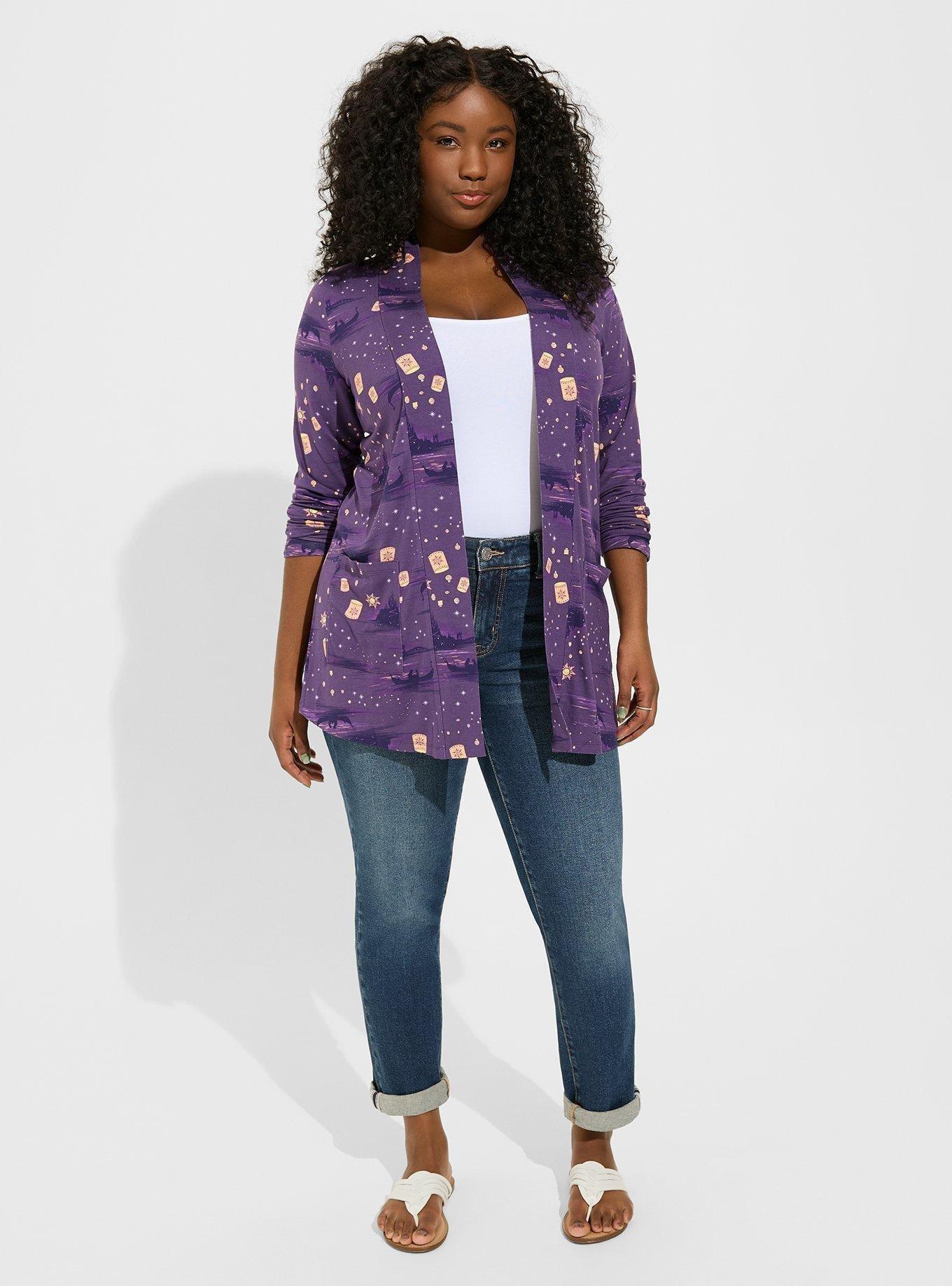 Plus Size - Disney Tangled Super Soft Ruched Open Cardigan - Torrid