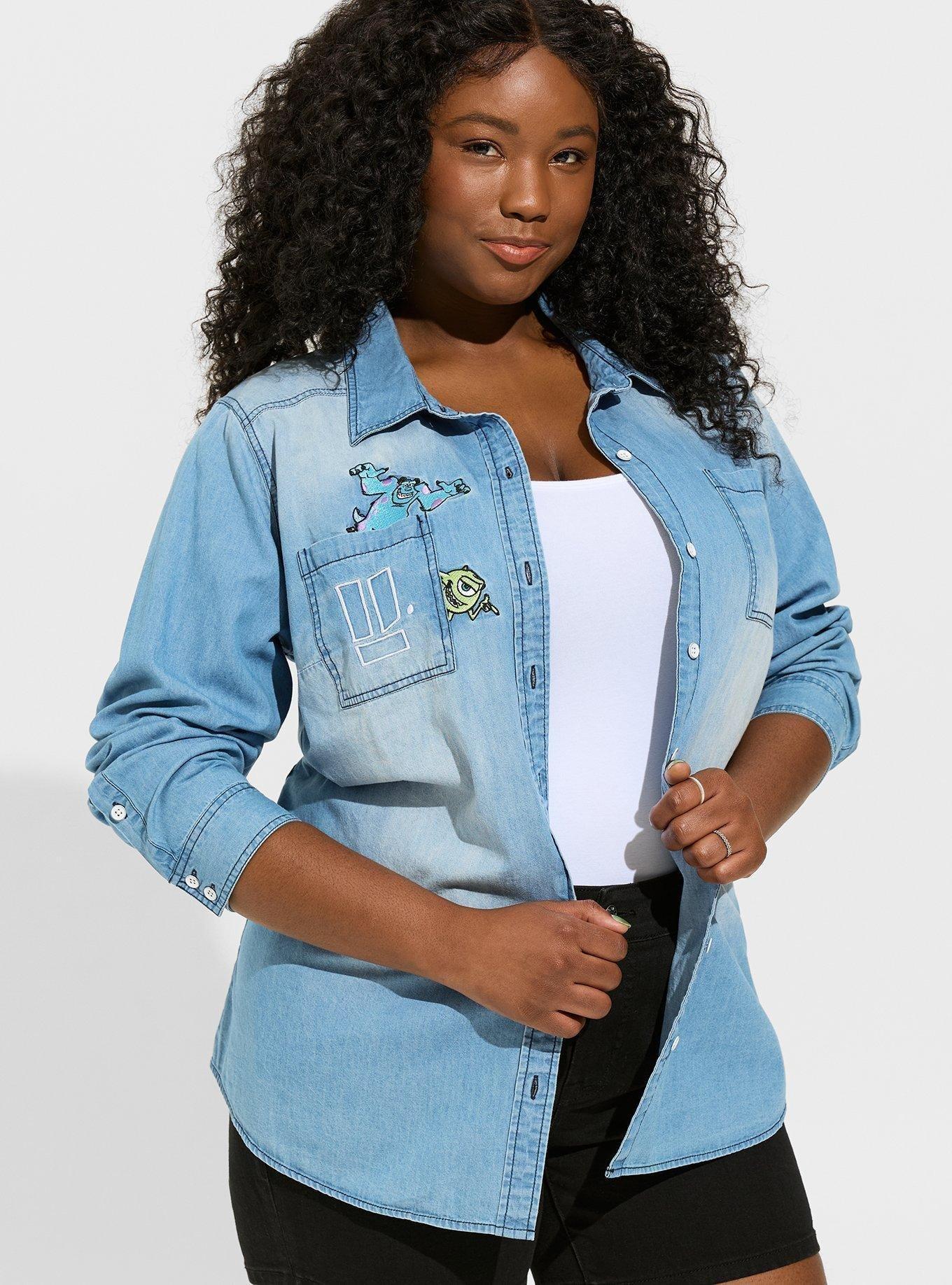 Disney Pixar Embroidered Chambray Button Down Top