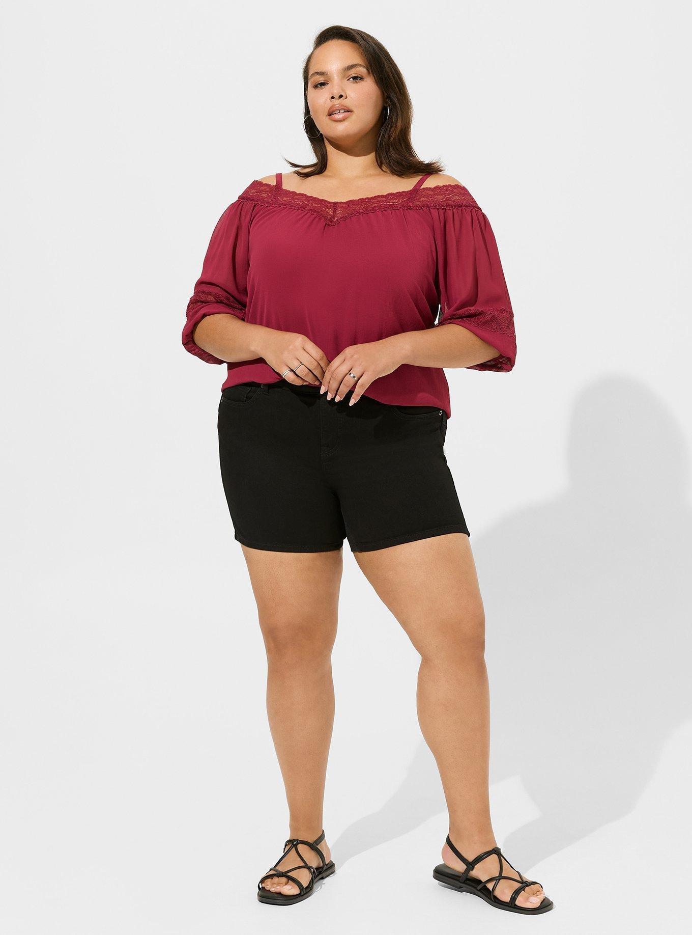 Fashion plus size red cold shoulder