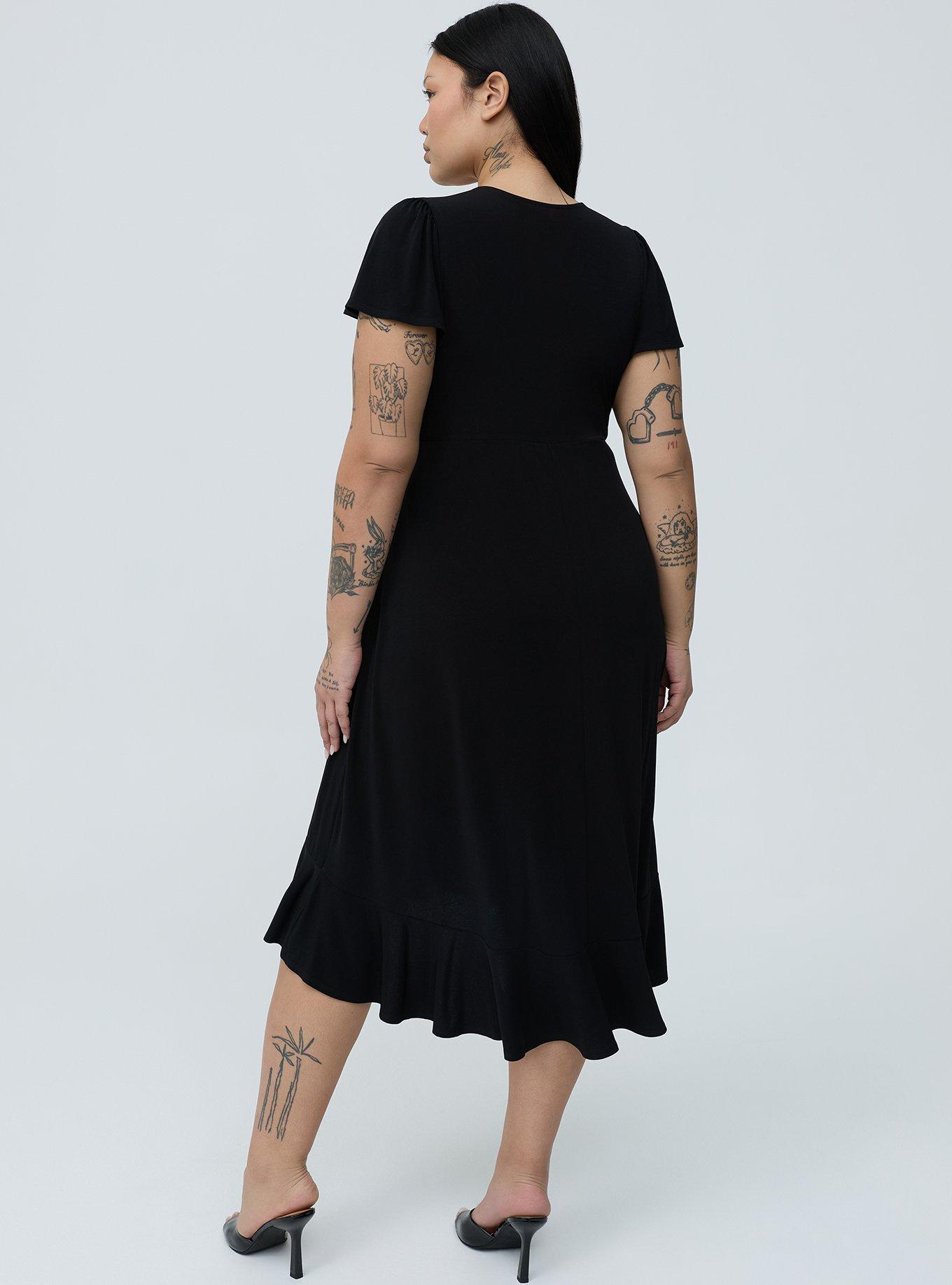 Midi Surplice Dress, DEEP BLACK, alternate