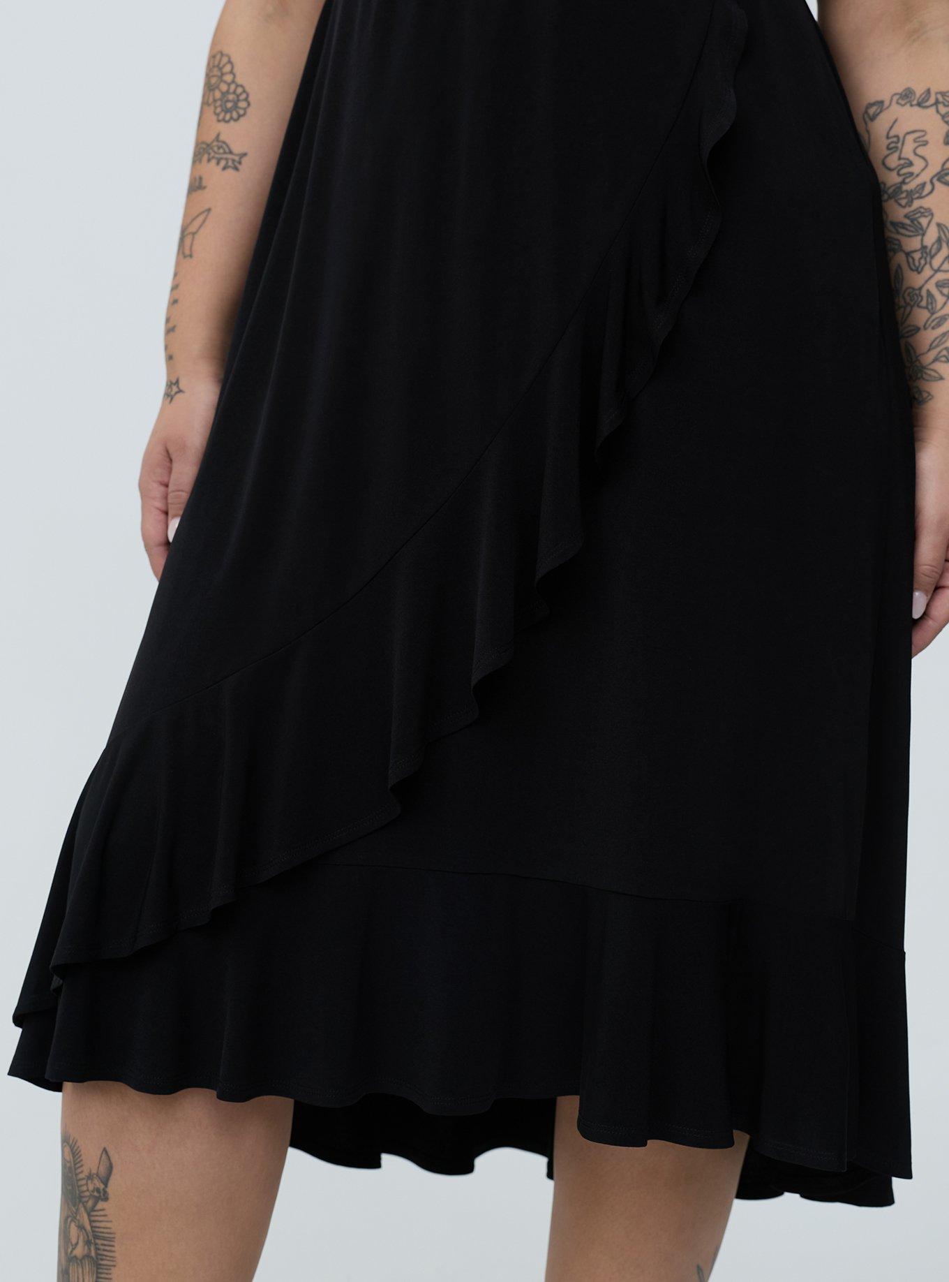 Midi Surplice Dress, DEEP BLACK, alternate