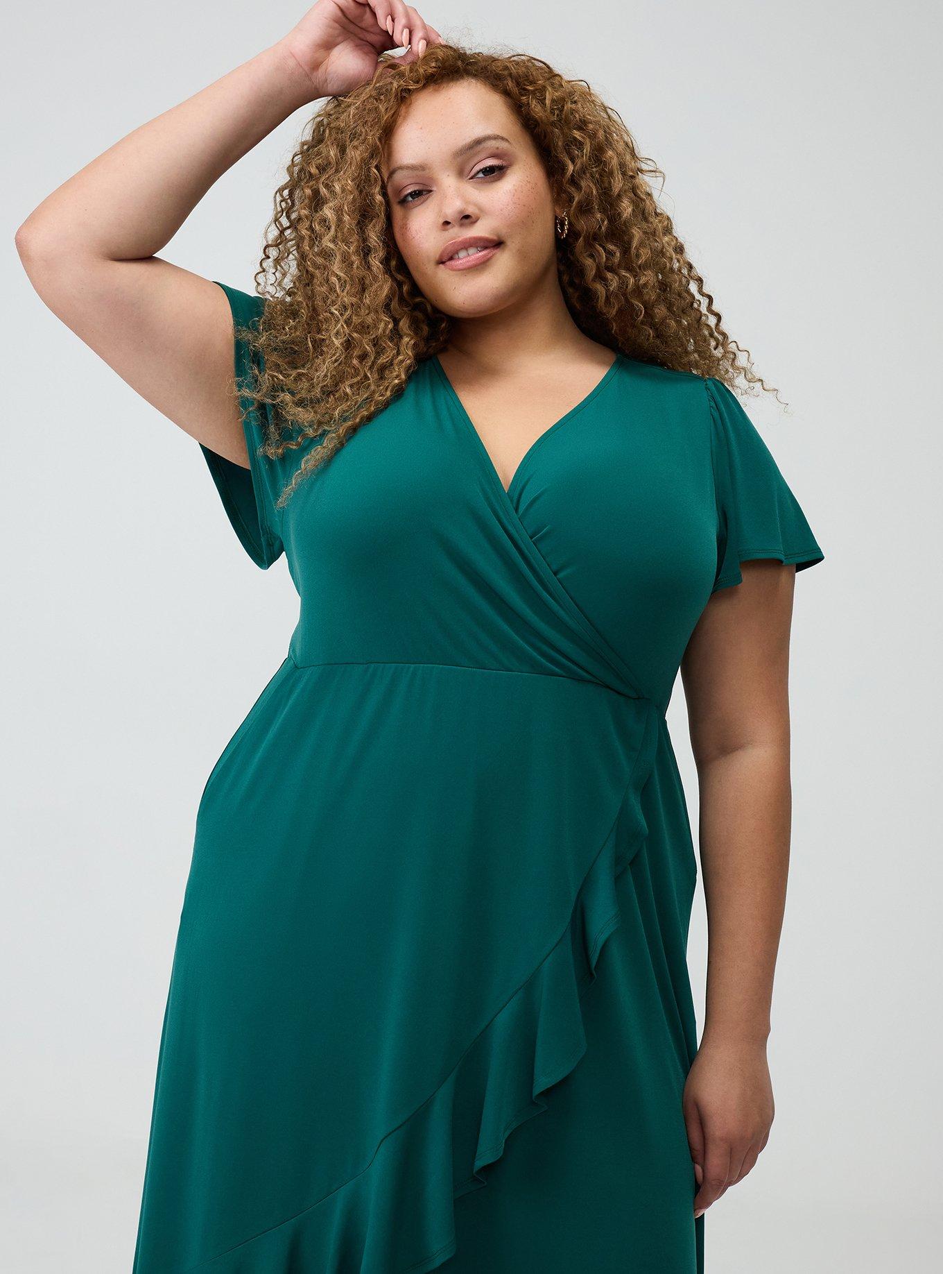 Surplice Midi Dress, BOTANICAL GARDEN, alternate