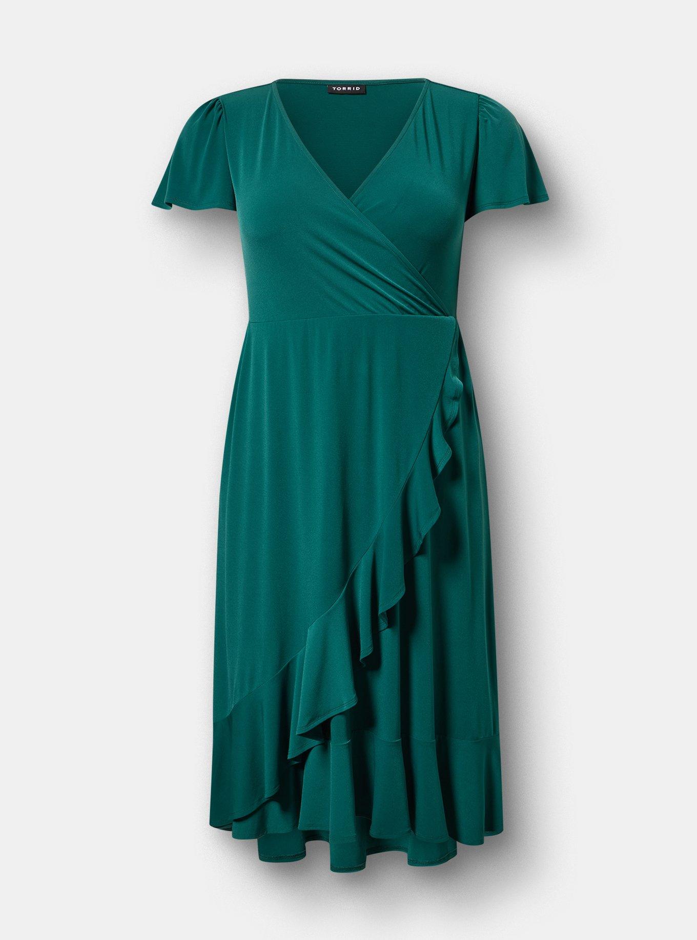Surplice Midi Dress, BOTANICAL GARDEN, flat