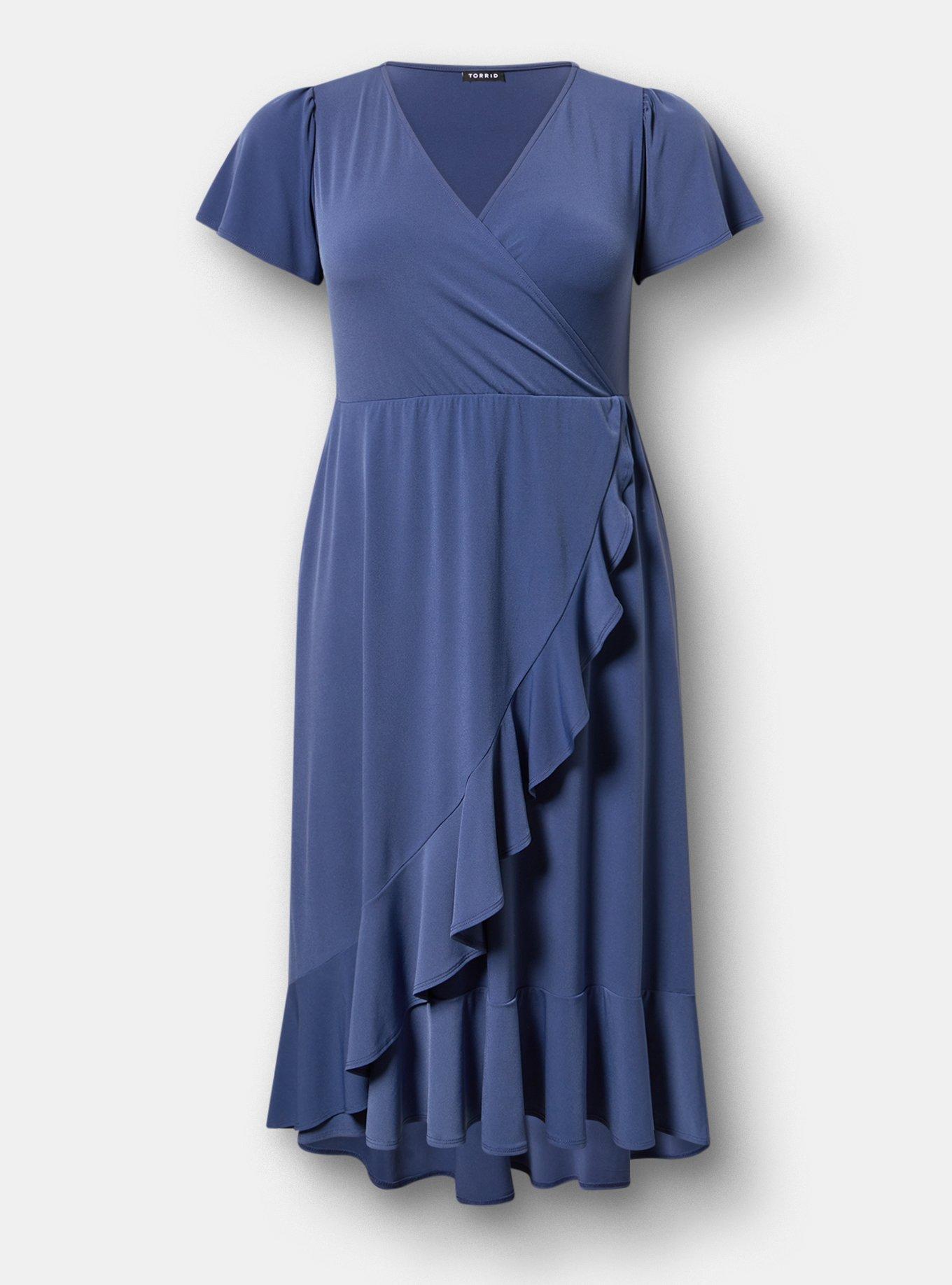 knee length dresses for ladies Briff Floral Fairness Poplin Surplice Midi Dress main image 0