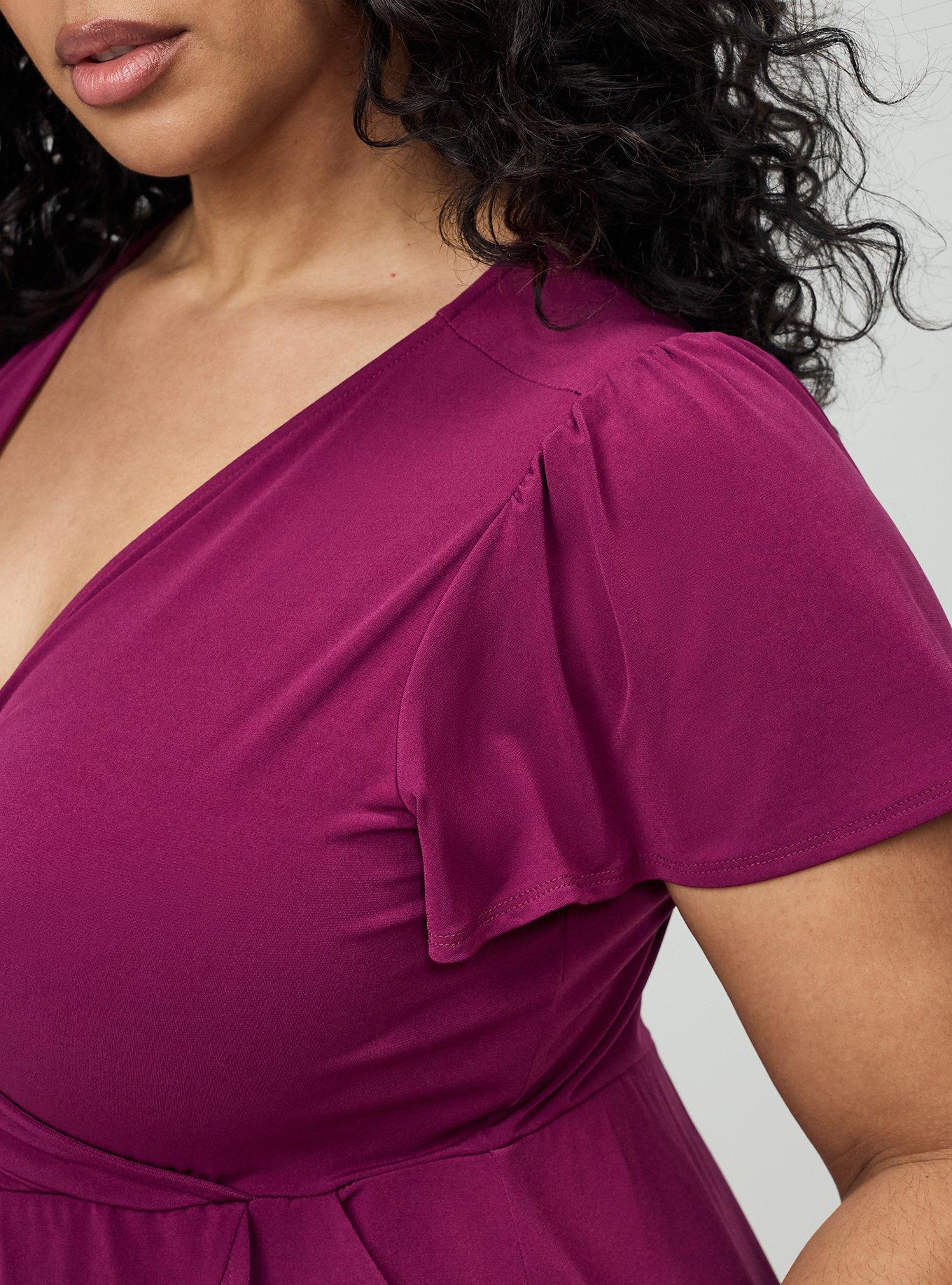 Surplice Midi Dress, PURPLE POTION, alternate