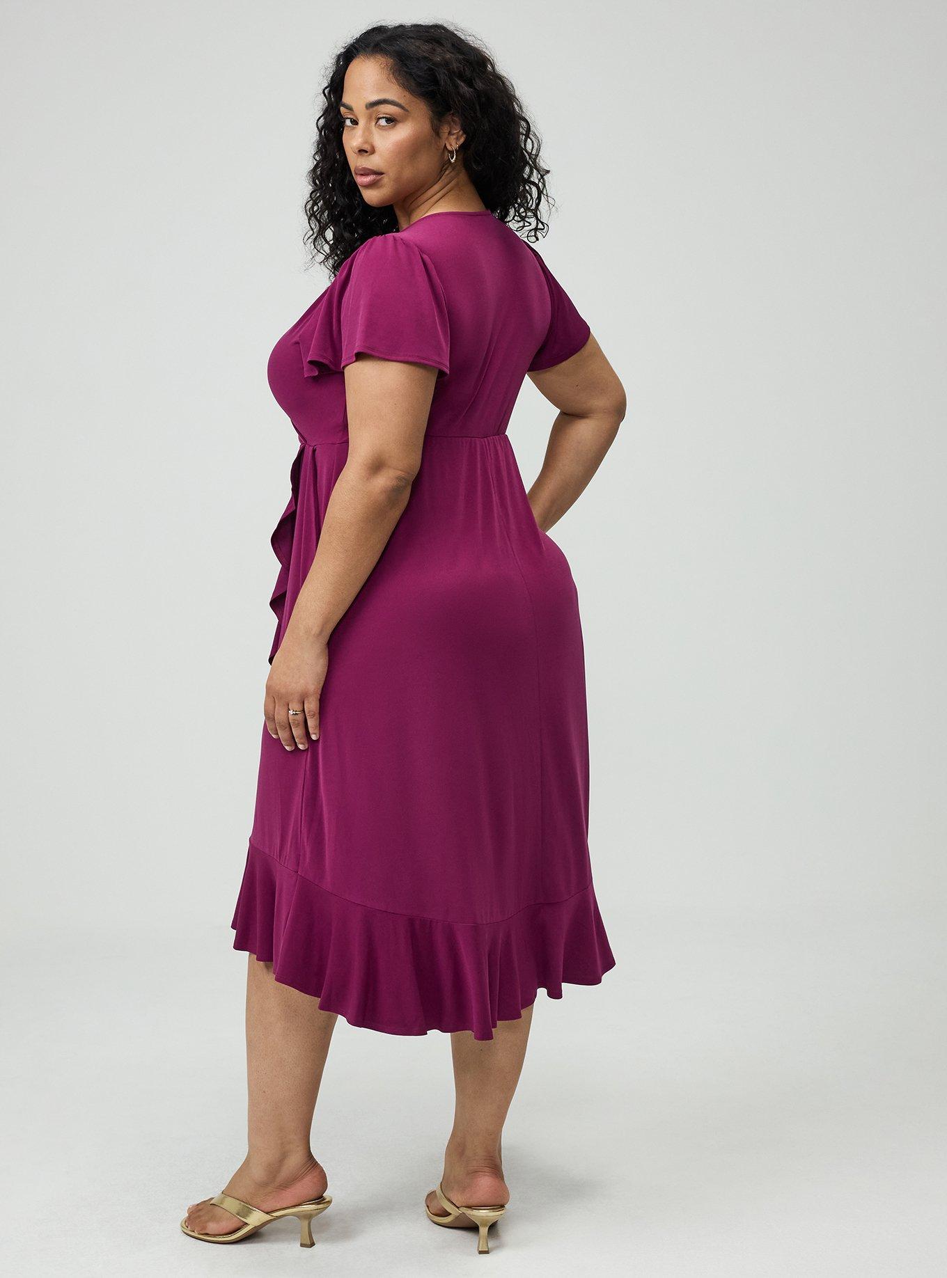 Surplice Midi Dress, PURPLE POTION, alternate