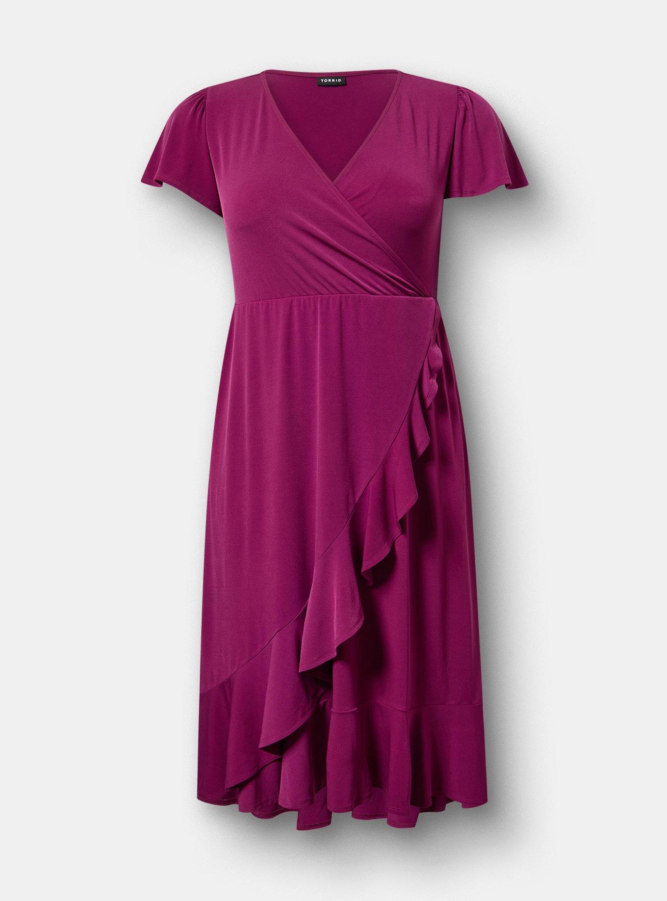 Surplice Midi Dress, PURPLE POTION, flat