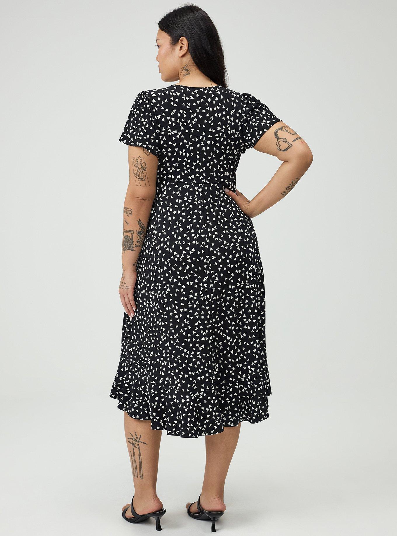 Surplice Midi Dress, LONELY HEARTS BLACK, alternate