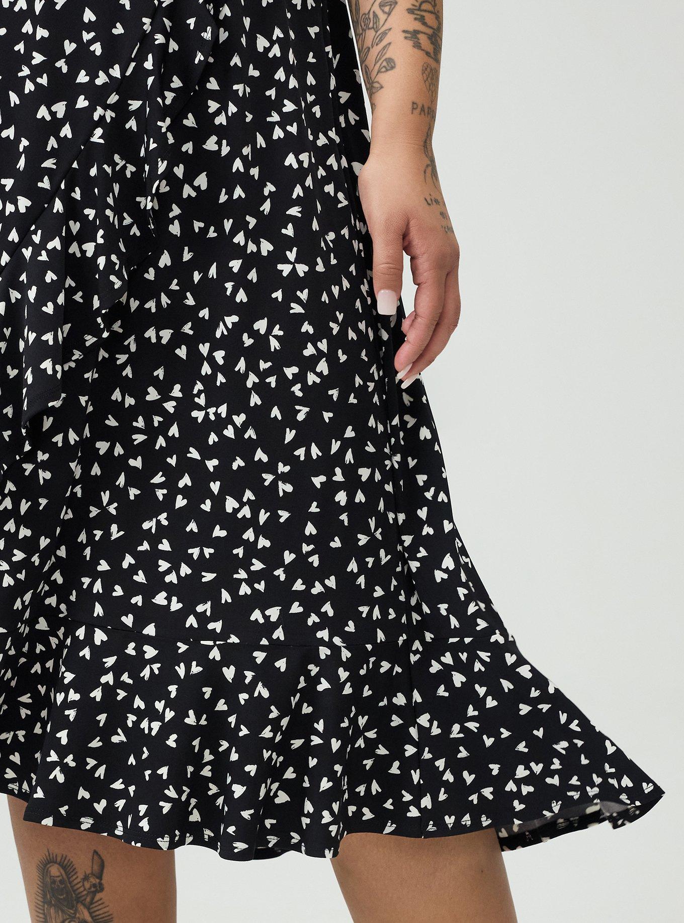 Surplice Midi Dress, LONELY HEARTS BLACK, alternate