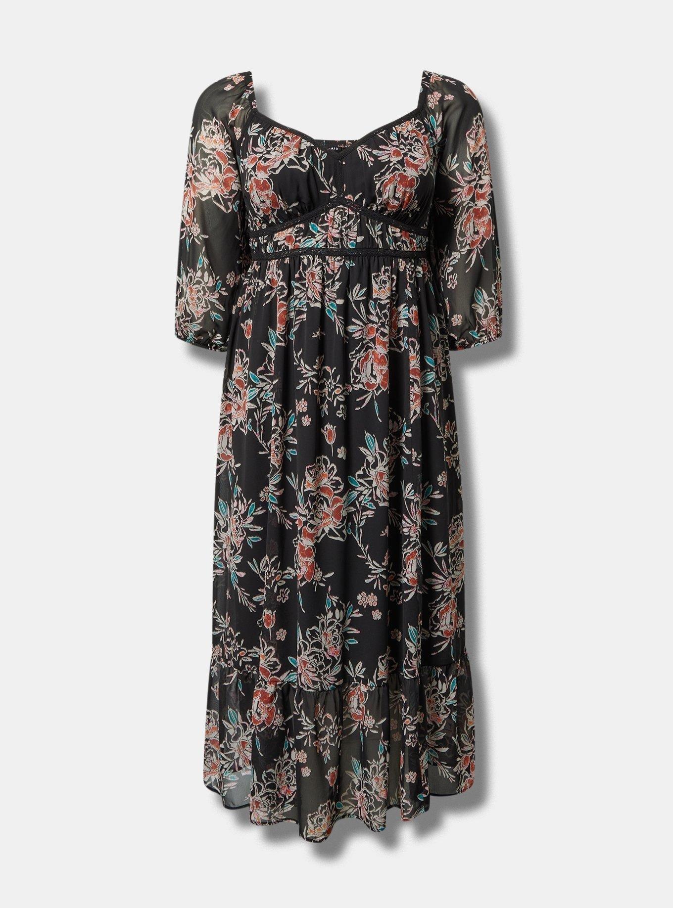 Torrid Floral outlet Chiffon Tiered Maxi Dress 1X NWT