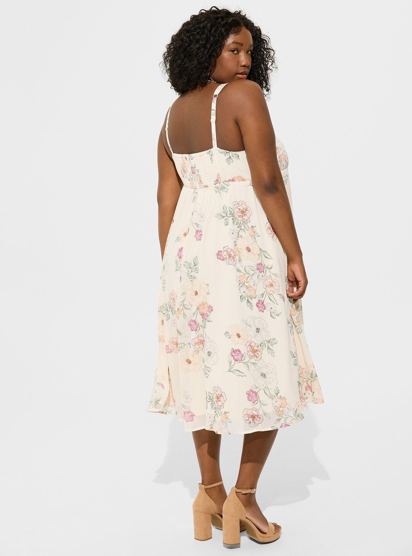 Midi Chiffon Empire Waist Dress, FLORAL IVORY, alternate