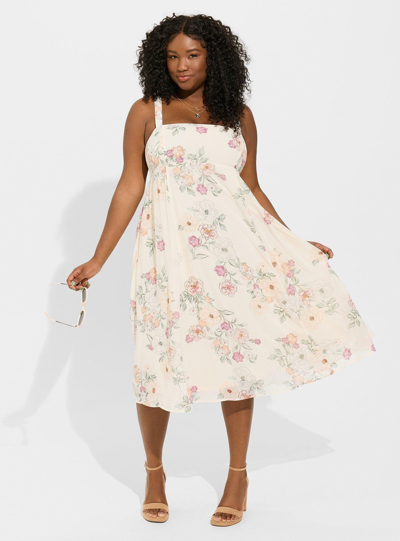 Midi Chiffon Empire Waist Dress