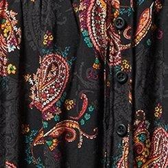 Maxi Challis Smocked Waist Button Skirt, PAISLEY DANCE DEEP BLACK, swatch