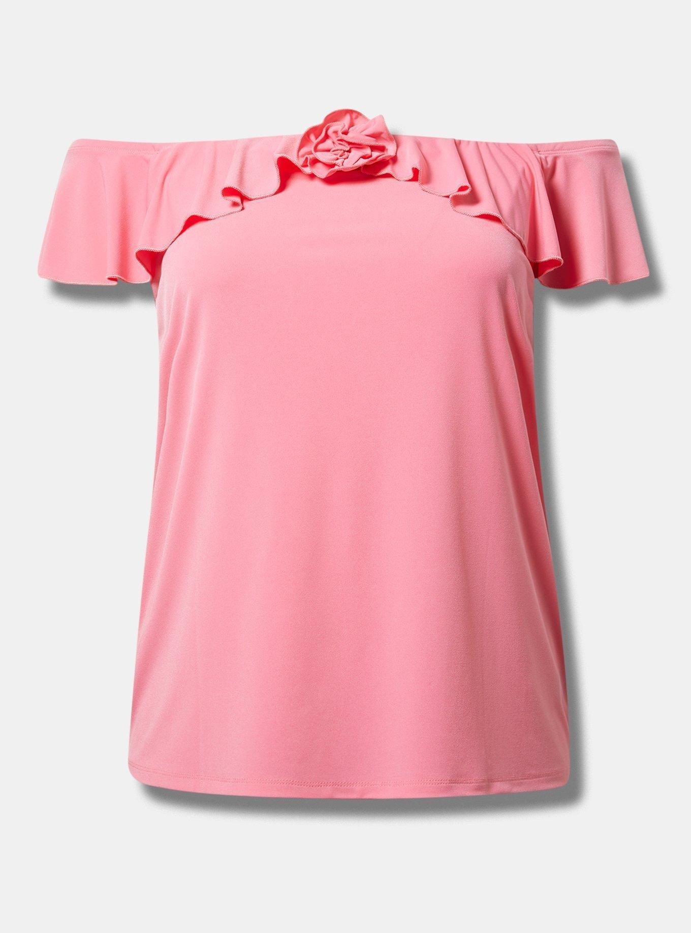 Plus Size - Studio Knit Off Shoulder Ruffle Rosette Top - Torrid Plus Size - Studio Knit Off Shoulder Ruffle Rosette Top - Torrid