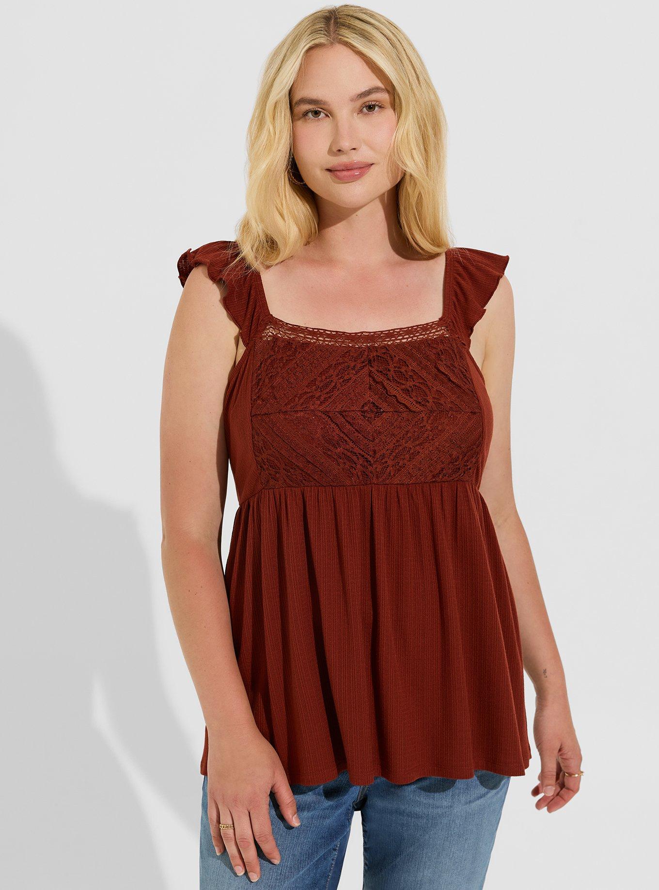 Textured Jersey Square Neck Flutter Sleeve Babydoll