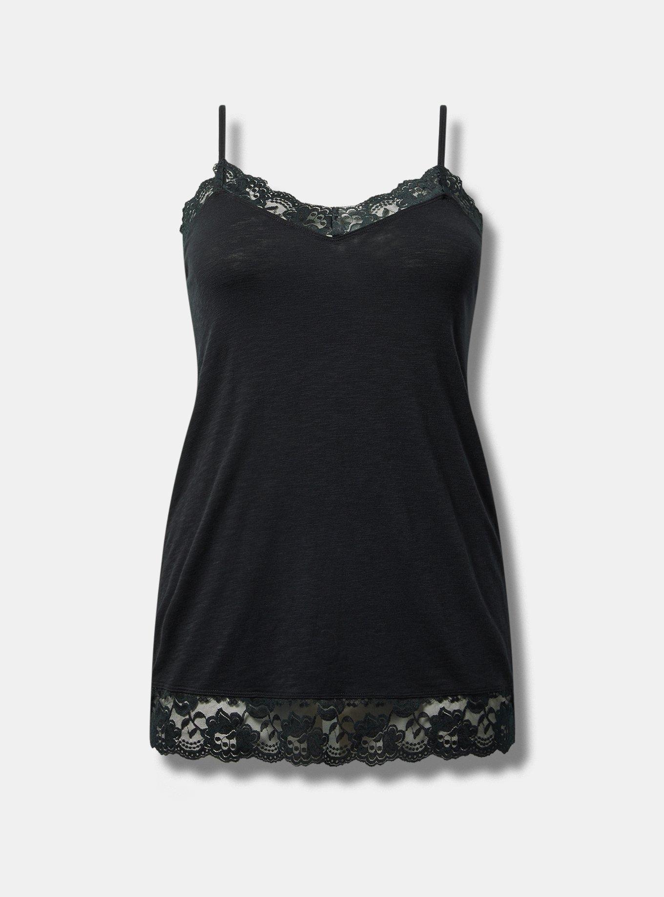 Plus Size - Vintage Slub V-Neck Lace Cami - Torrid Plus Size - Vintage Slub V-Neck Lace Cami - Torrid