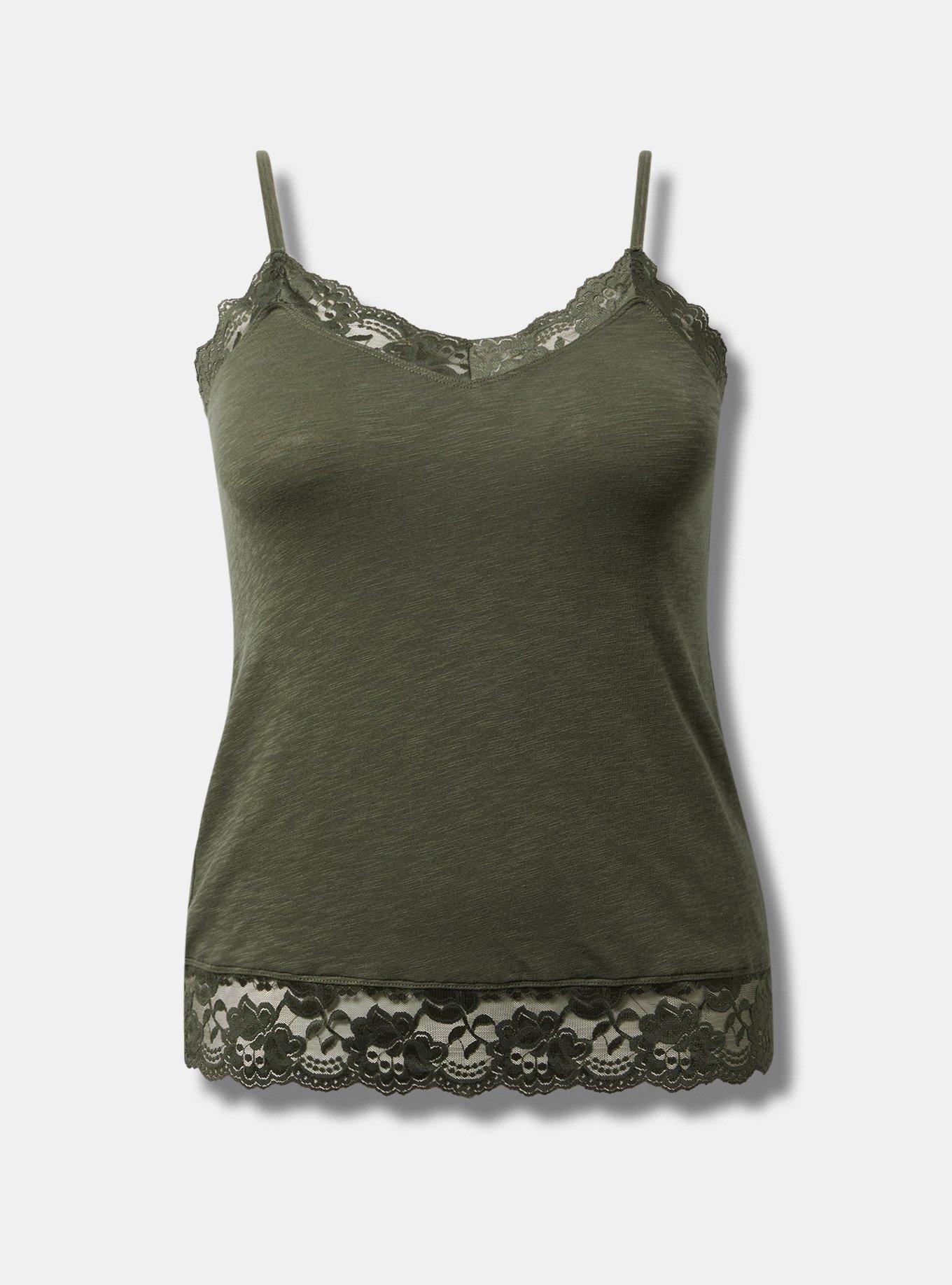 Vintage Slub V-Neck Lace Cami