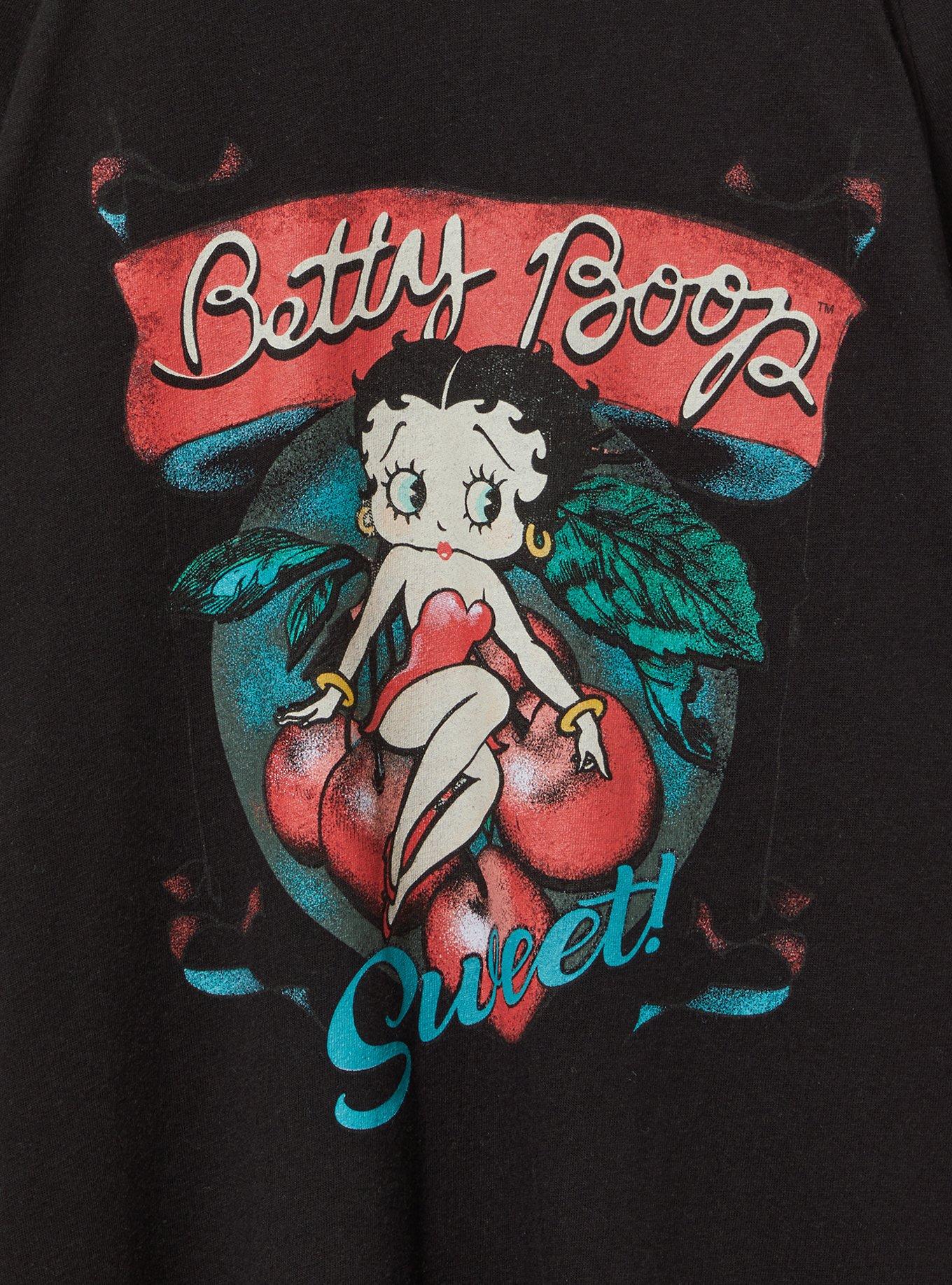 Betty Boop Classic Fit Cotton Cold Shoulder Tee, DEEP BLACK, alternate