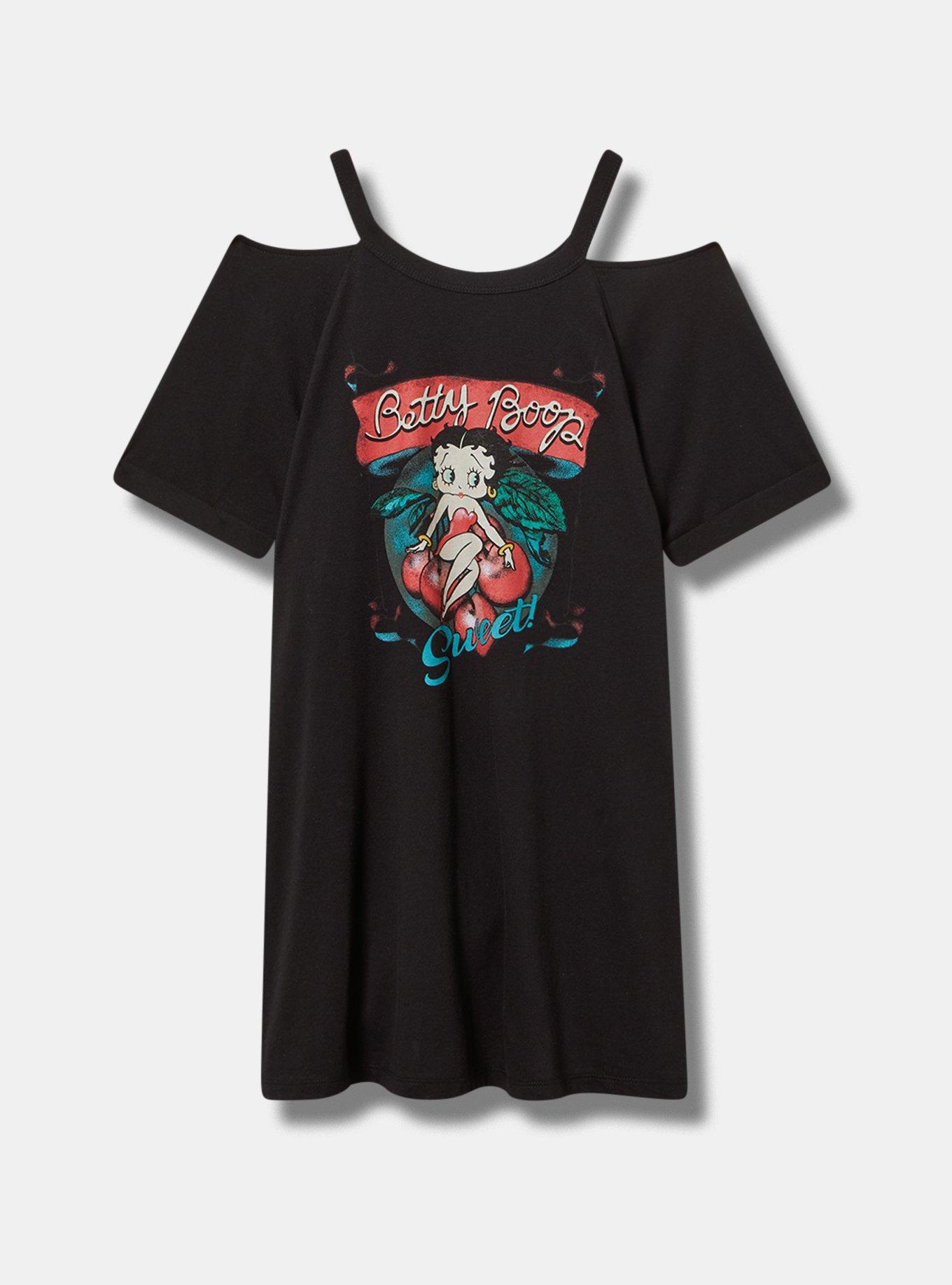 Betty Boop Classic Fit Cotton Cold Shoulder Tee