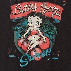 Betty Boop Classic Fit Cotton Cold Shoulder Tee, DEEP BLACK, swatch